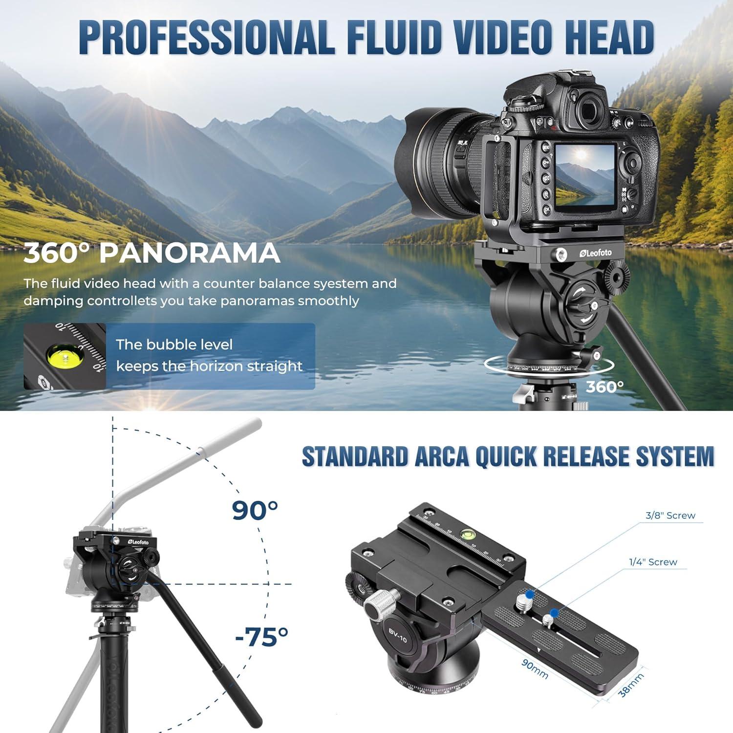 Monopie de fibra de carbono Leofoto MV-324C 160 cm 3 en 1