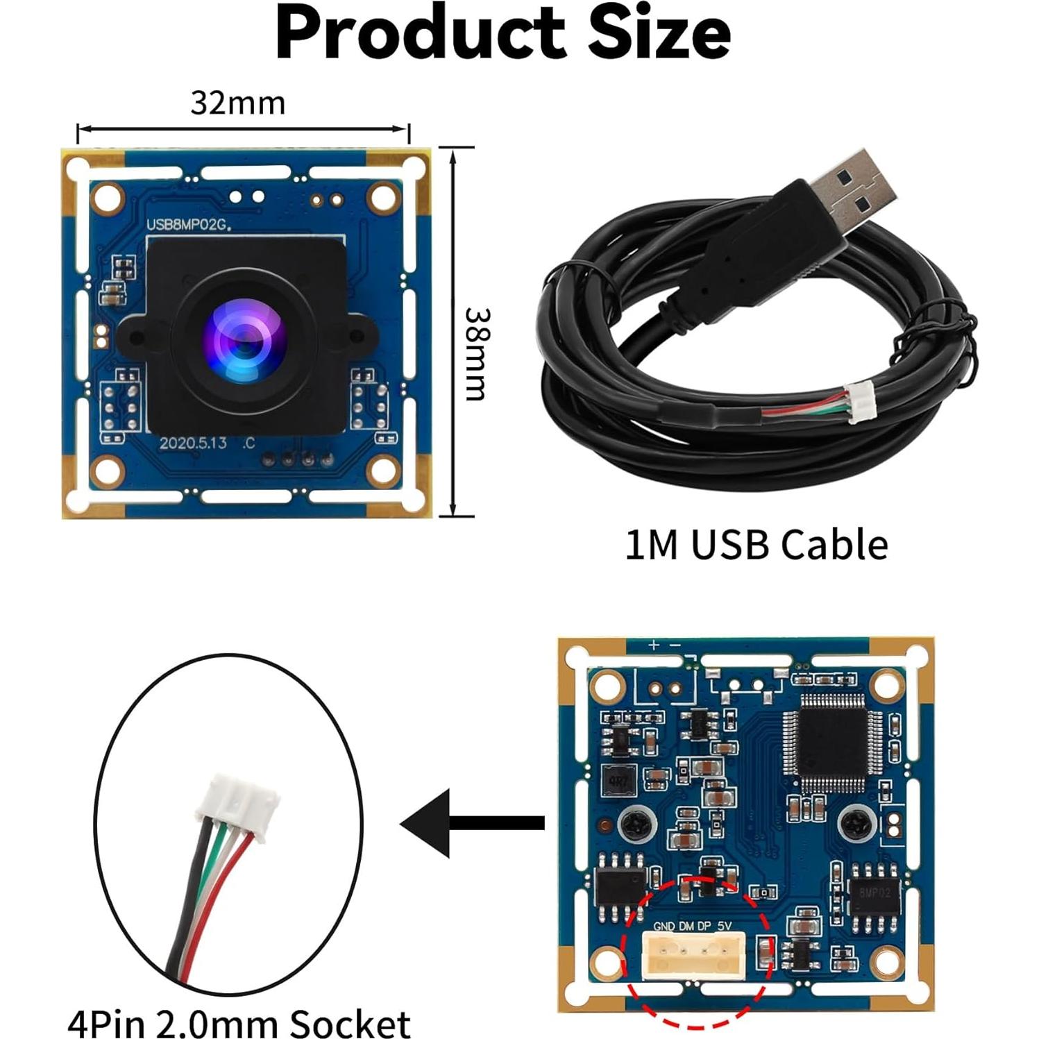 Módulo de Cámara USB 8MP Magnolia IMX179 Plug & Play