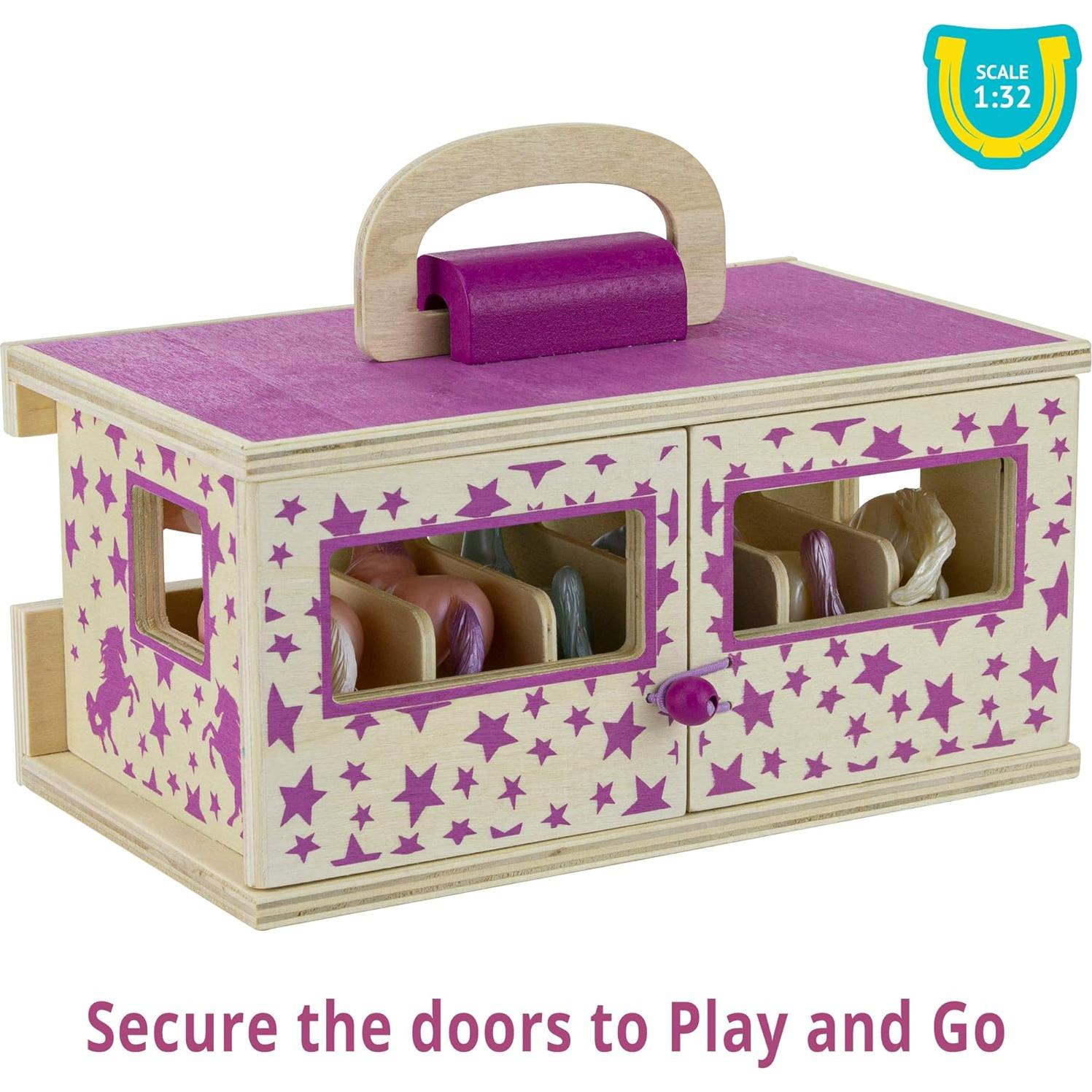 Juego de Establo de Madera Breyer con 6 Unicornio Stablemates