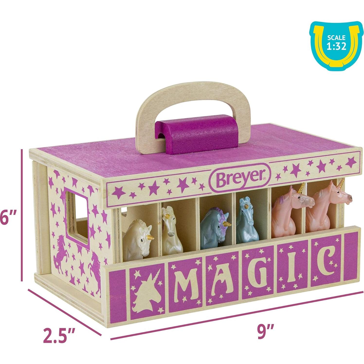 Juego de Establo de Madera Breyer con 6 Unicornio Stablemates
