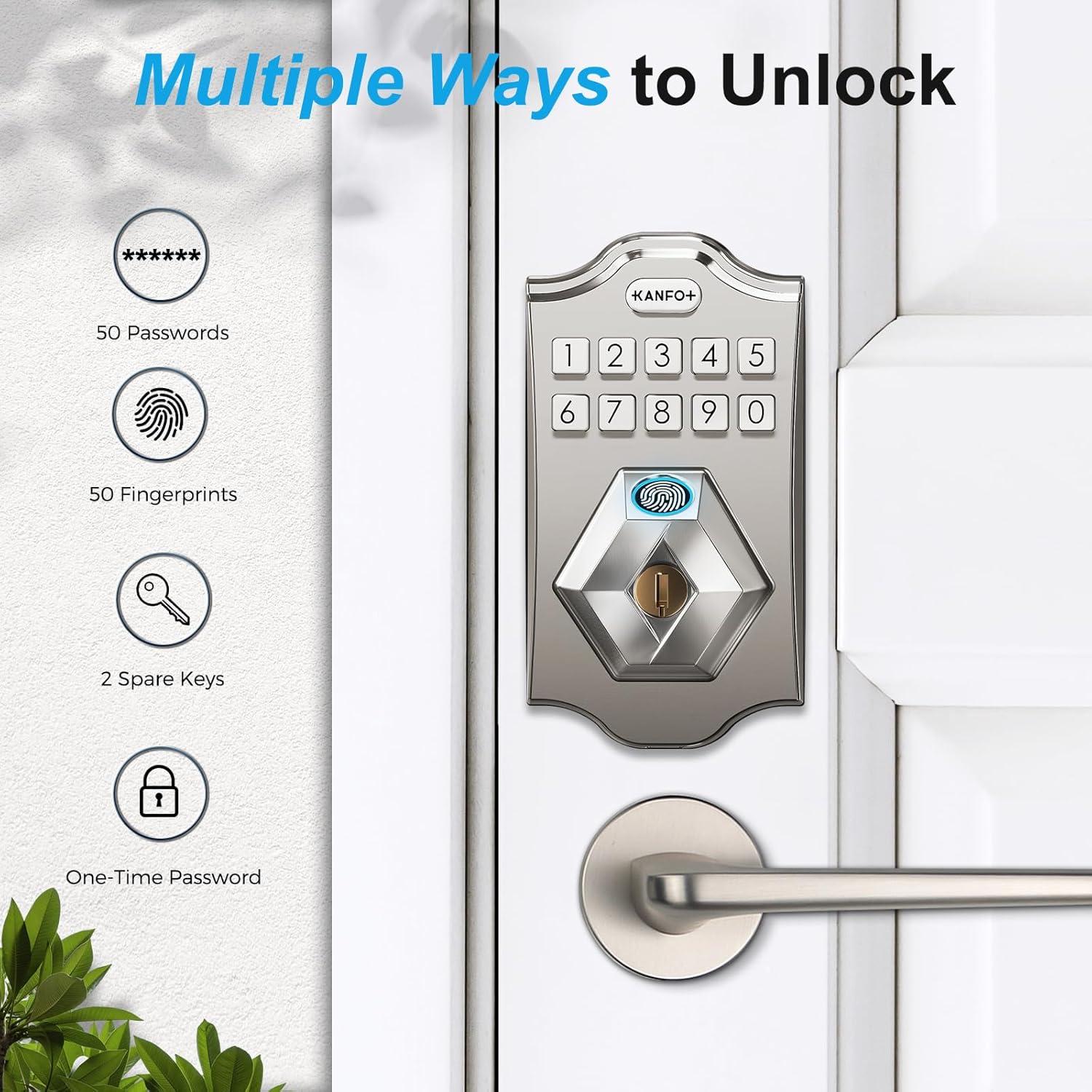 Cerradura Electrónica KANFOX Biométrica con Teclado Niquel