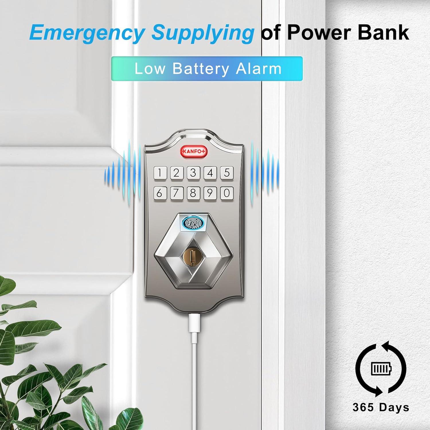 Cerradura Electrónica KANFOX Biométrica con Teclado Niquel