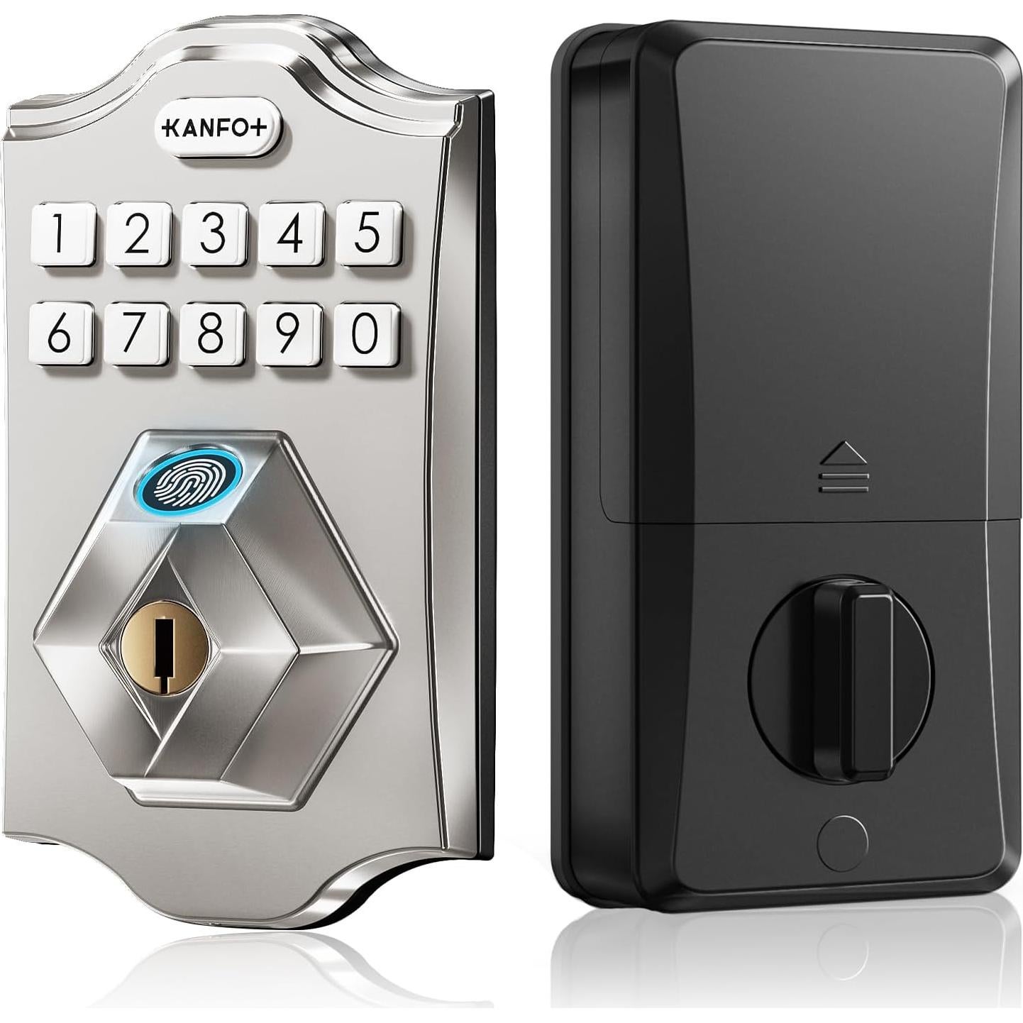 Cerradura Electrónica KANFOX Biométrica con Teclado Niquel