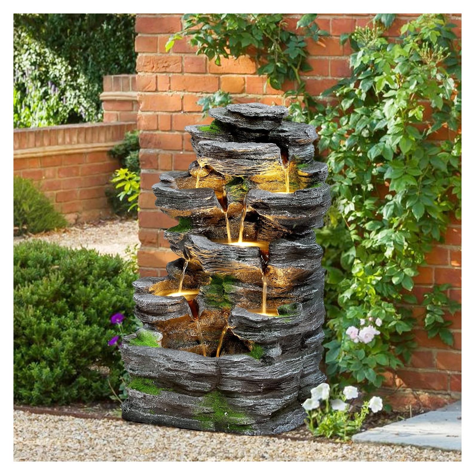 Fuente de Agua en Cascada TITIMO 61 cm con Luces LED