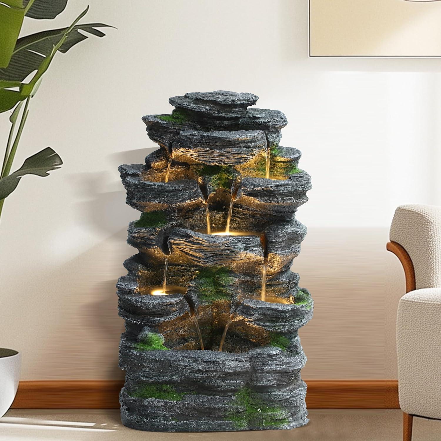 Fuente de Agua en Cascada TITIMO 61 cm con Luces LED