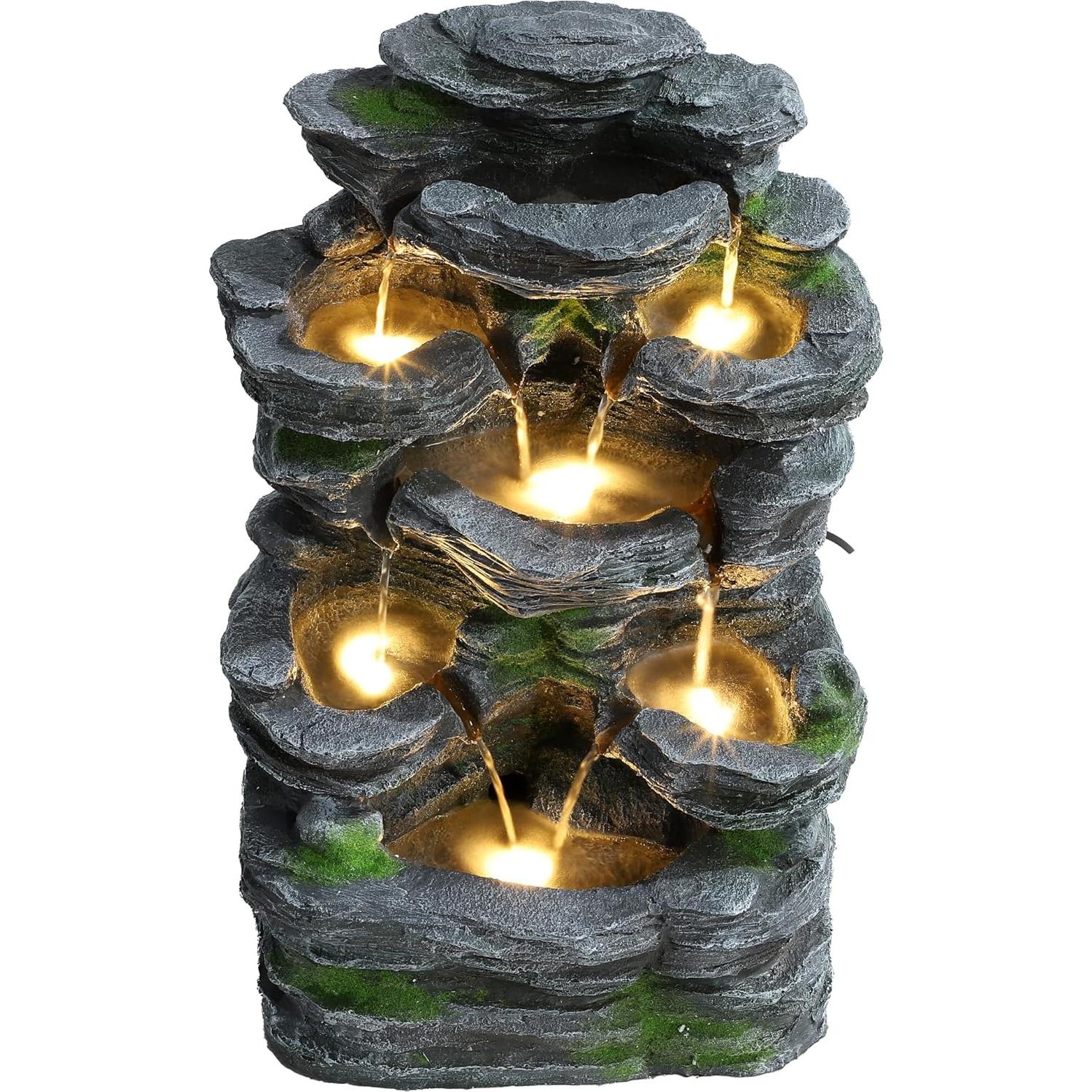 Fuente de Agua en Cascada TITIMO 61 cm con Luces LED