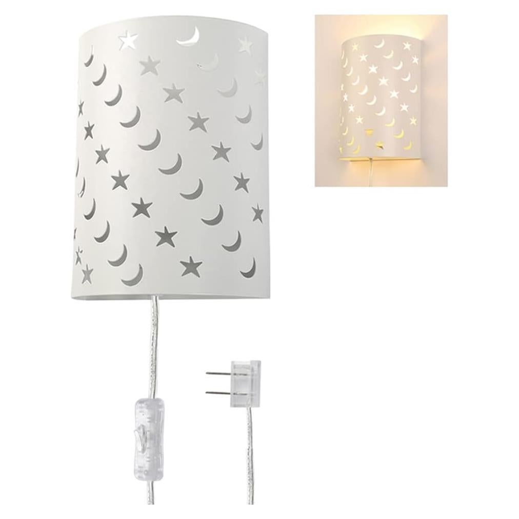 Aplique de Pared Enchufable AizzKry Estrellas y Lunas 27.9x22.9cm