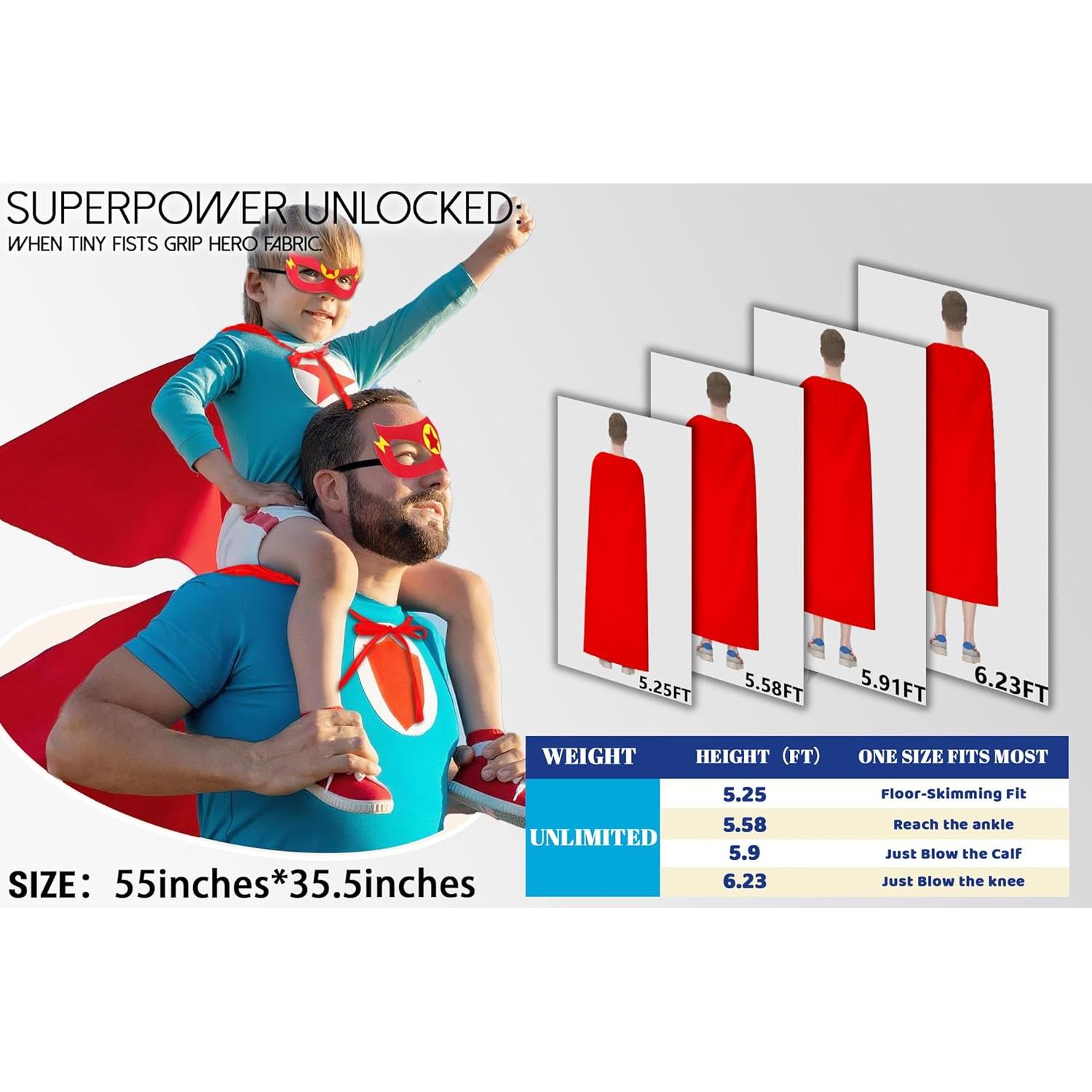 Disfraz de Superhéroe Adulto iROLEWIN 4 Capas y Máscaras