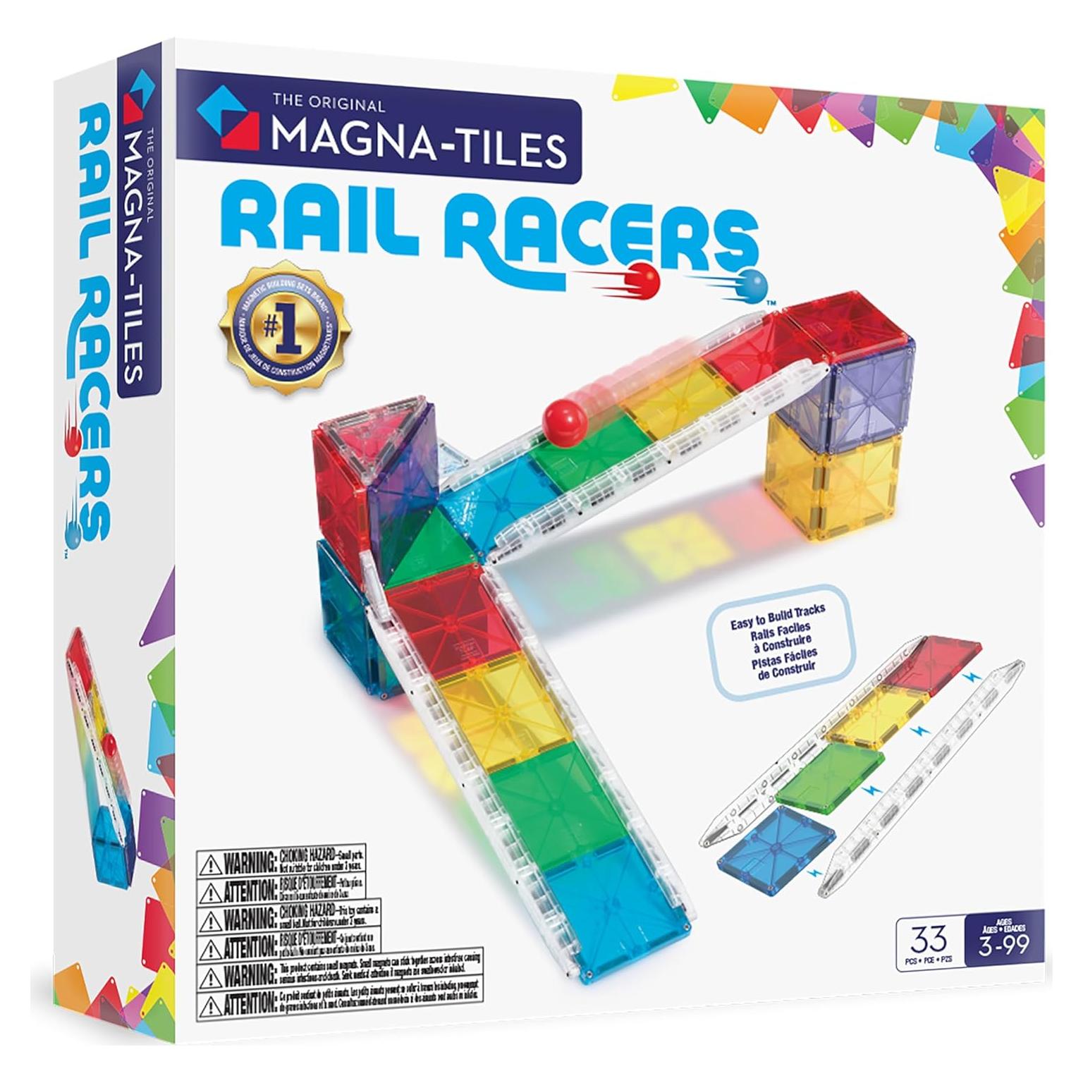 Set de Construcción Magnética MAGNA-TILES Rail Racers 33 Piezas