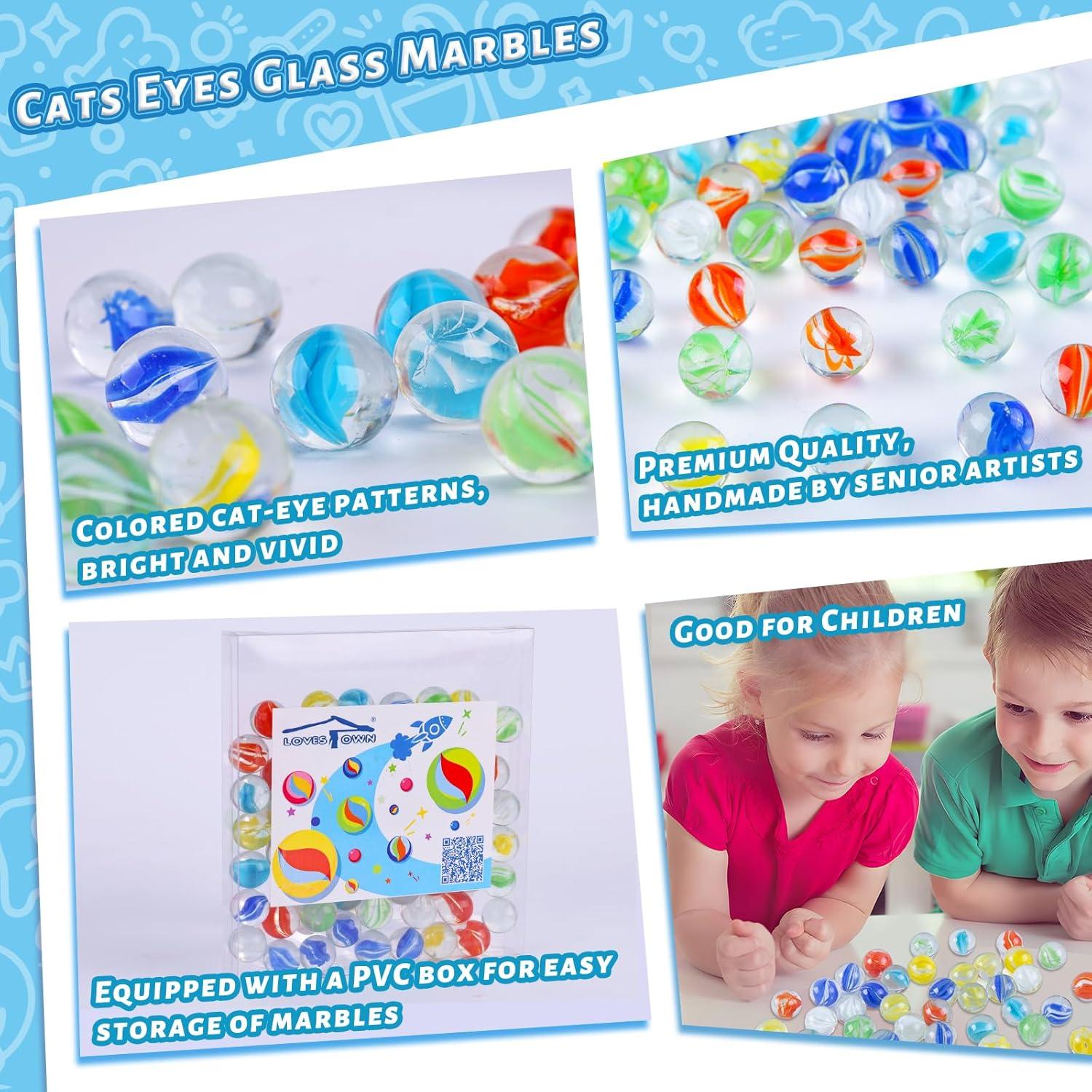 Canicas de Vidrio 60PCS LOVESTOWN Ojos de Gato 4.06 cm