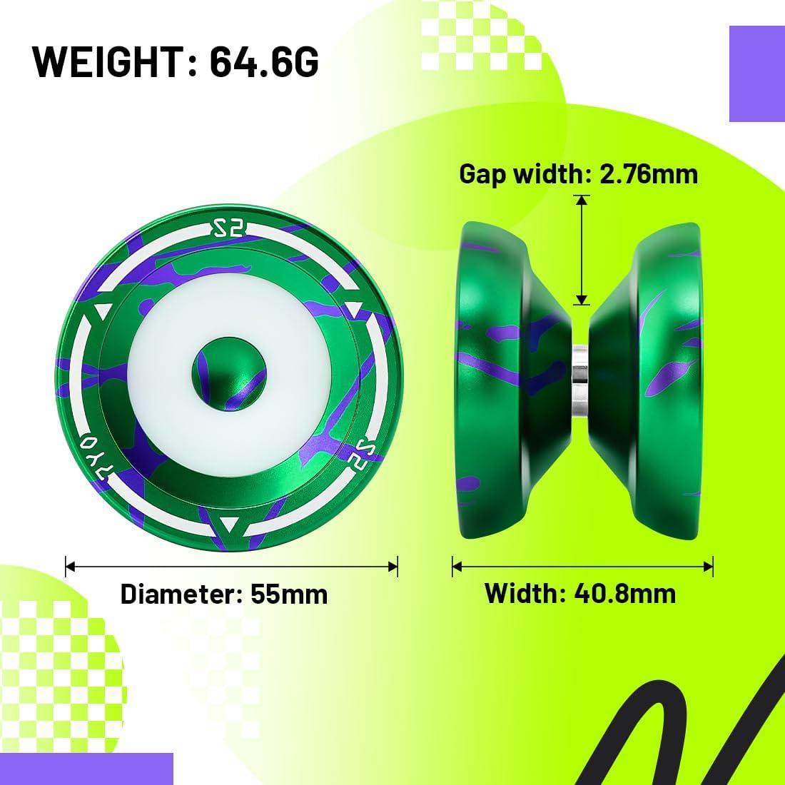 Yoyo Profesional 7YO S2 Verde Púrpura - Doble Función