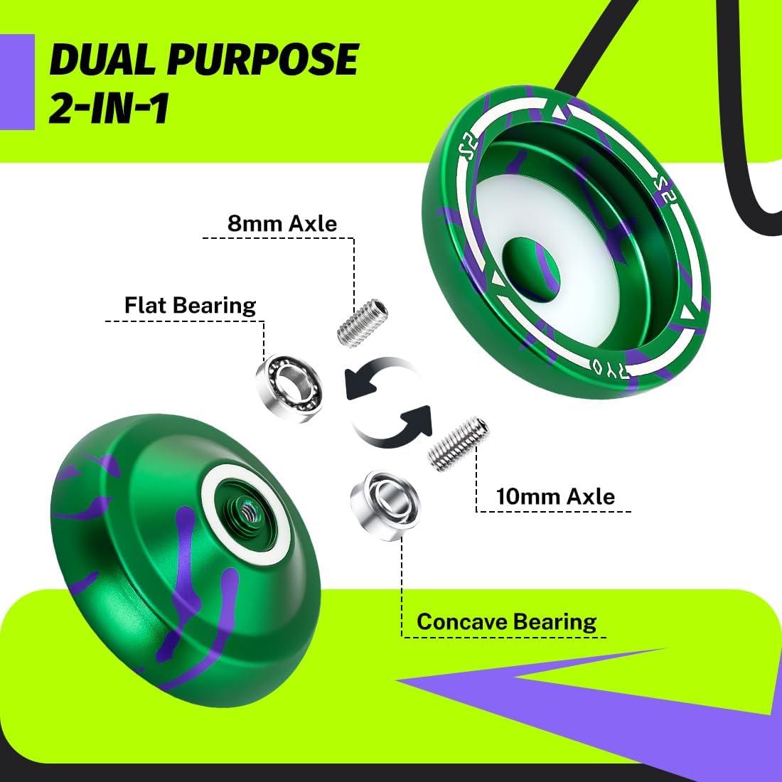 Yoyo Profesional 7YO S2 Verde Púrpura - Doble Función