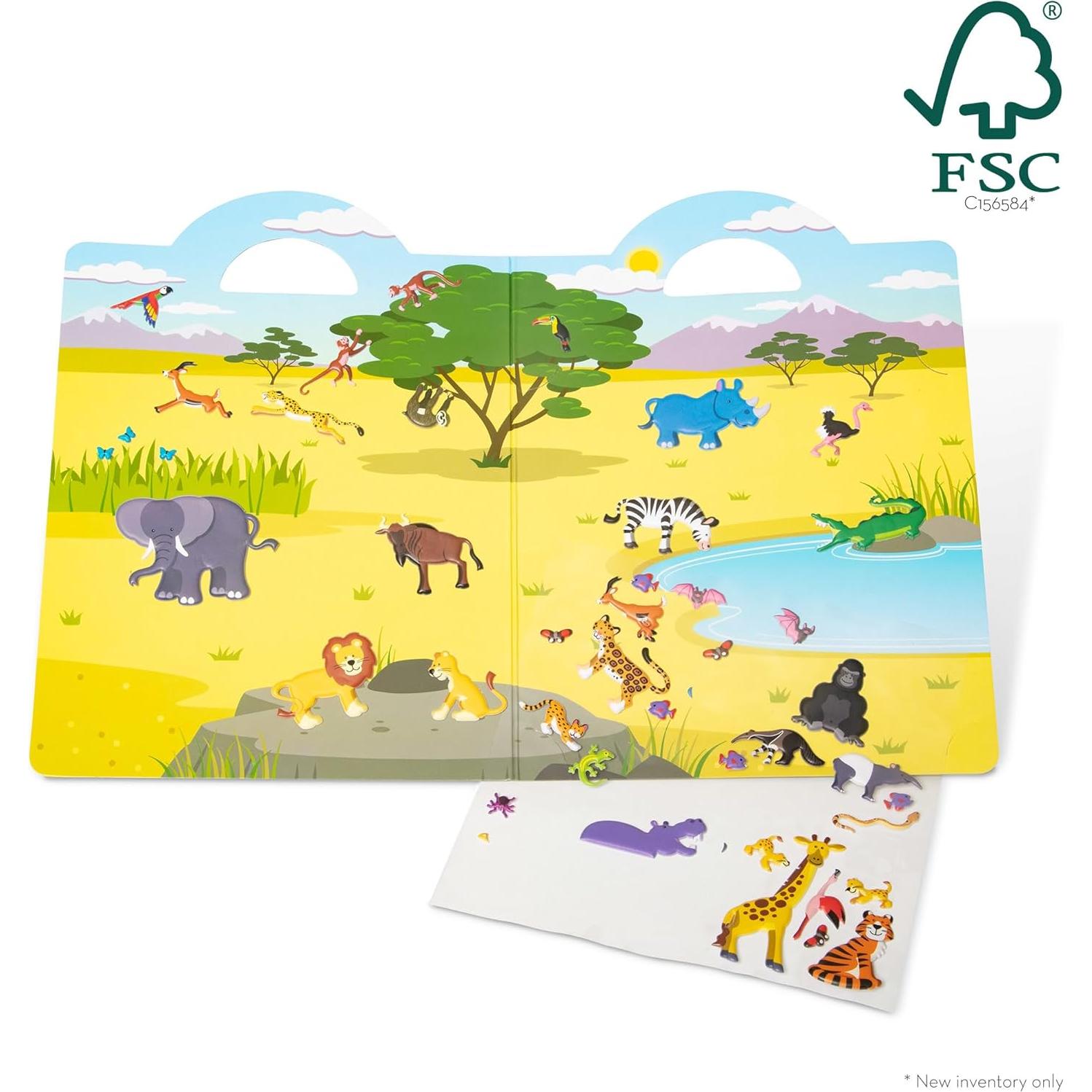 Juego de Stickers Puffy Safari Melissa & Doug - 42 Reutilizables