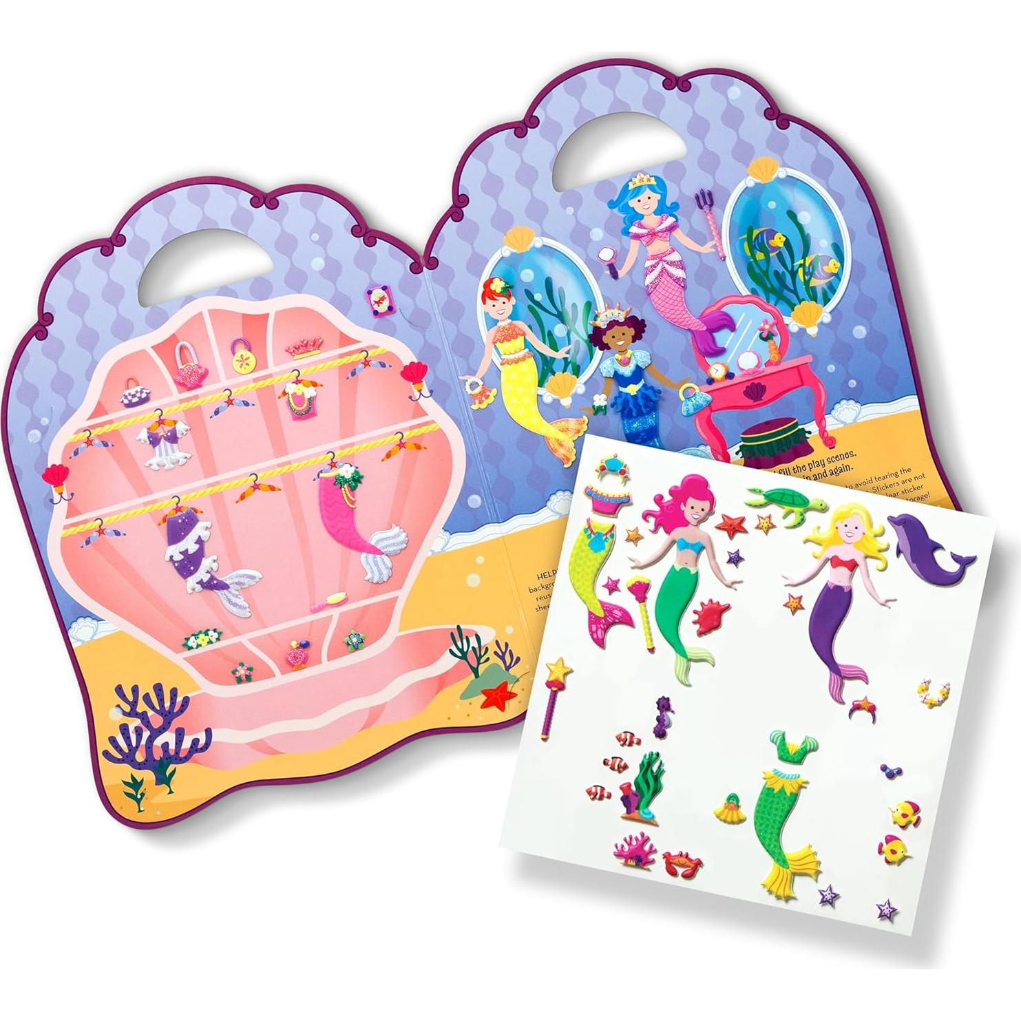Melissa & Doug Stickers Esponjosos Sirenas - 65 Reutilizables