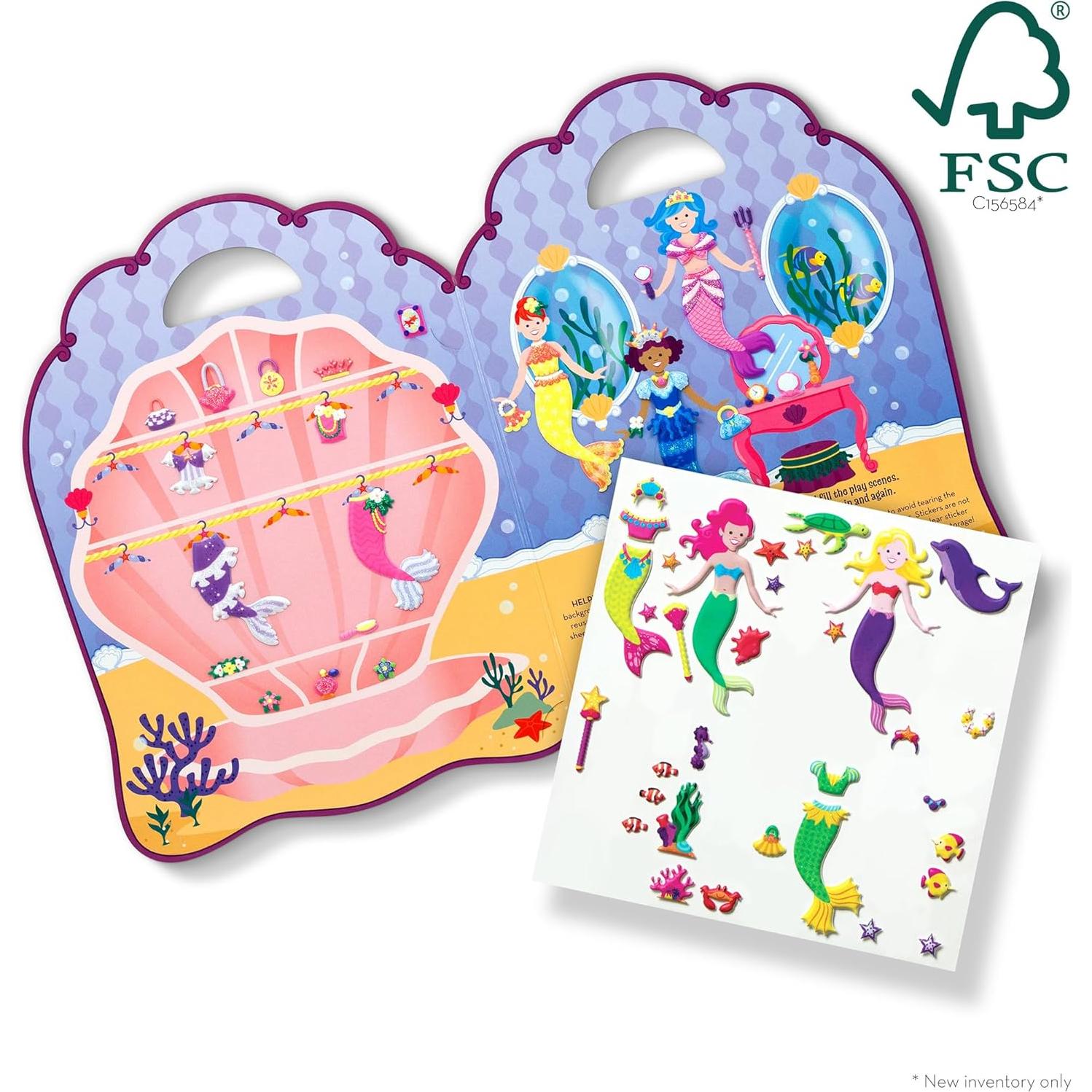 Melissa & Doug Stickers Esponjosos Sirenas - 65 Reutilizables