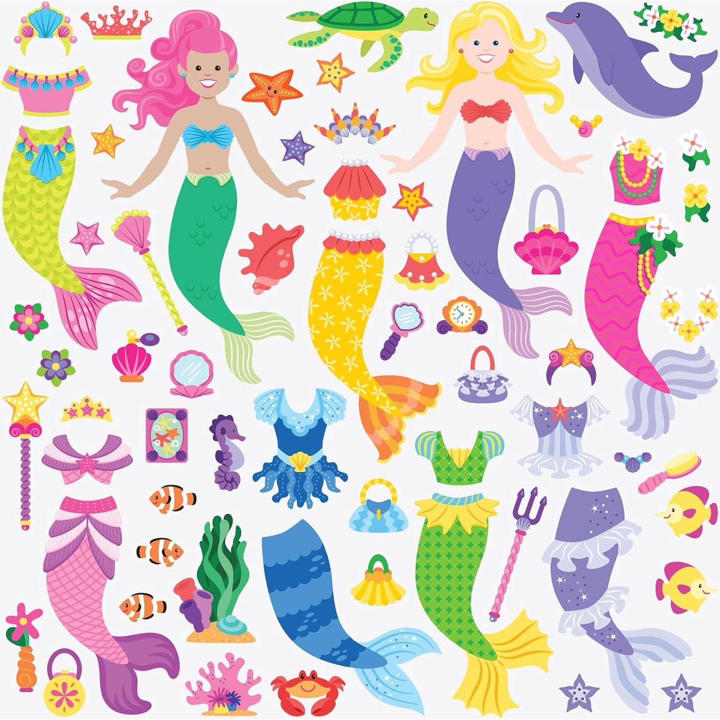 Melissa & Doug Stickers Esponjosos Sirenas - 65 Reutilizables