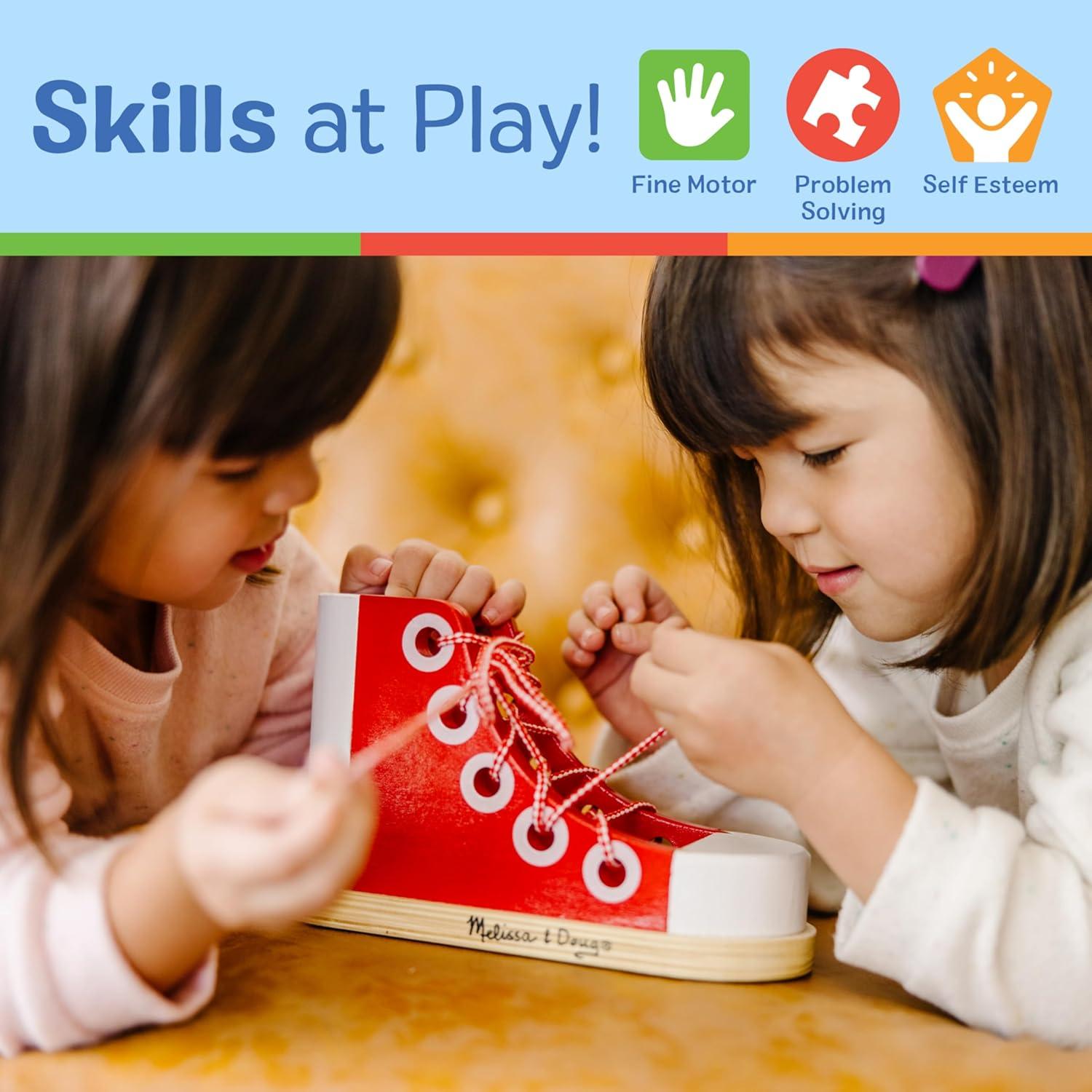 Zapatilla de Enhebrar de Madera Melissa & Doug - Juguete Educativo