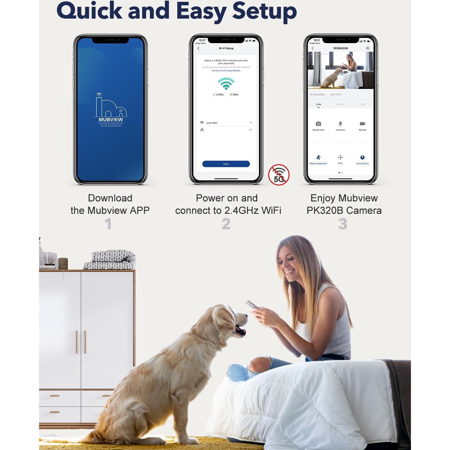 Cámara de Seguridad Interior MUBVIEW PK321-EU 2K WiFi 360°