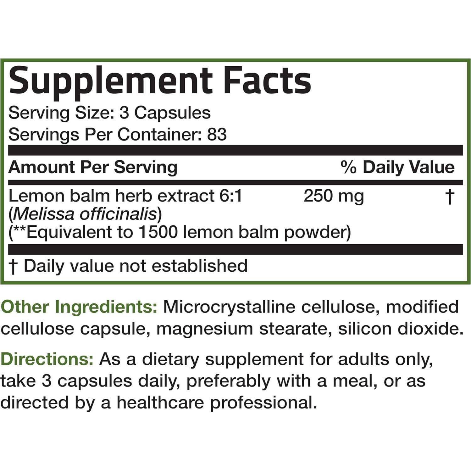 Bronson Bálamo de Limón Extra Fuerte 250 Cápsulas Veganas