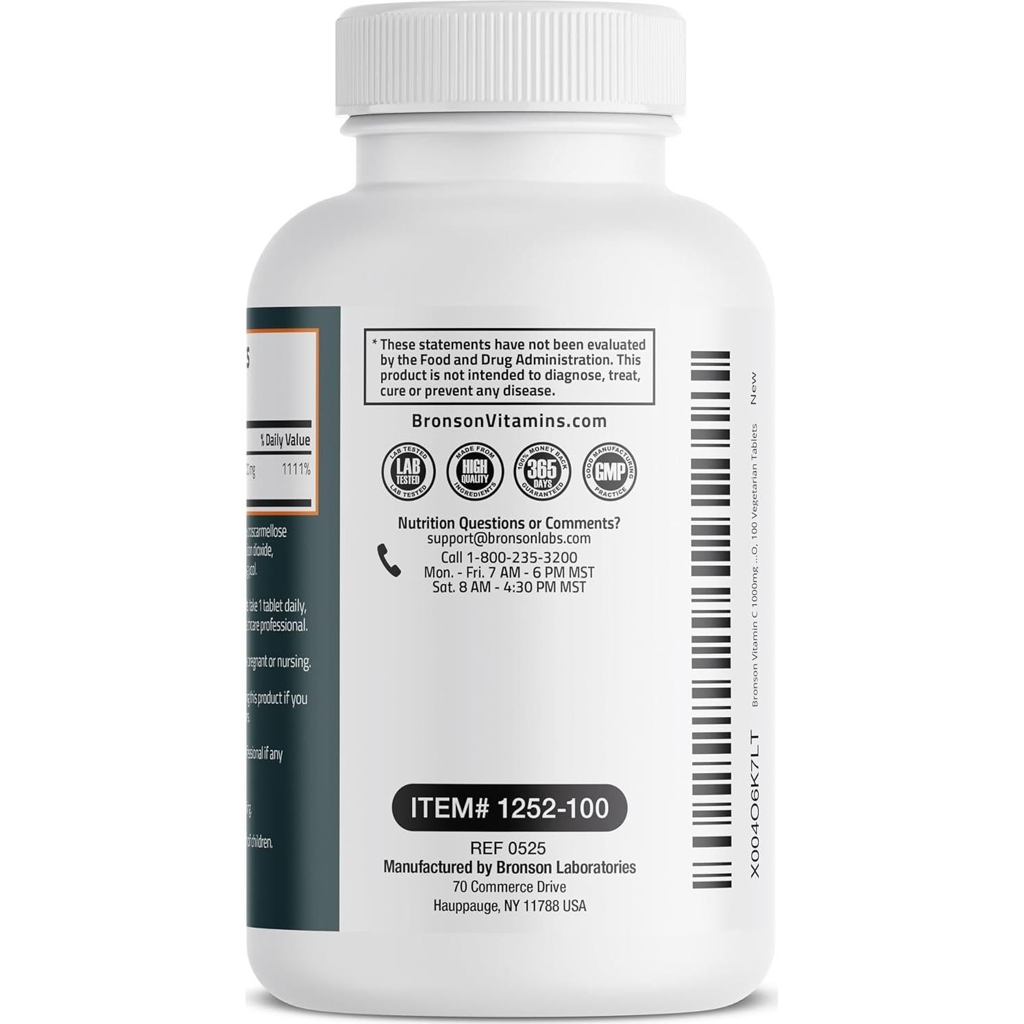 Vitamina C 1000mg Bronson Fuerza Extra 100 Tabletas Vegetarianas