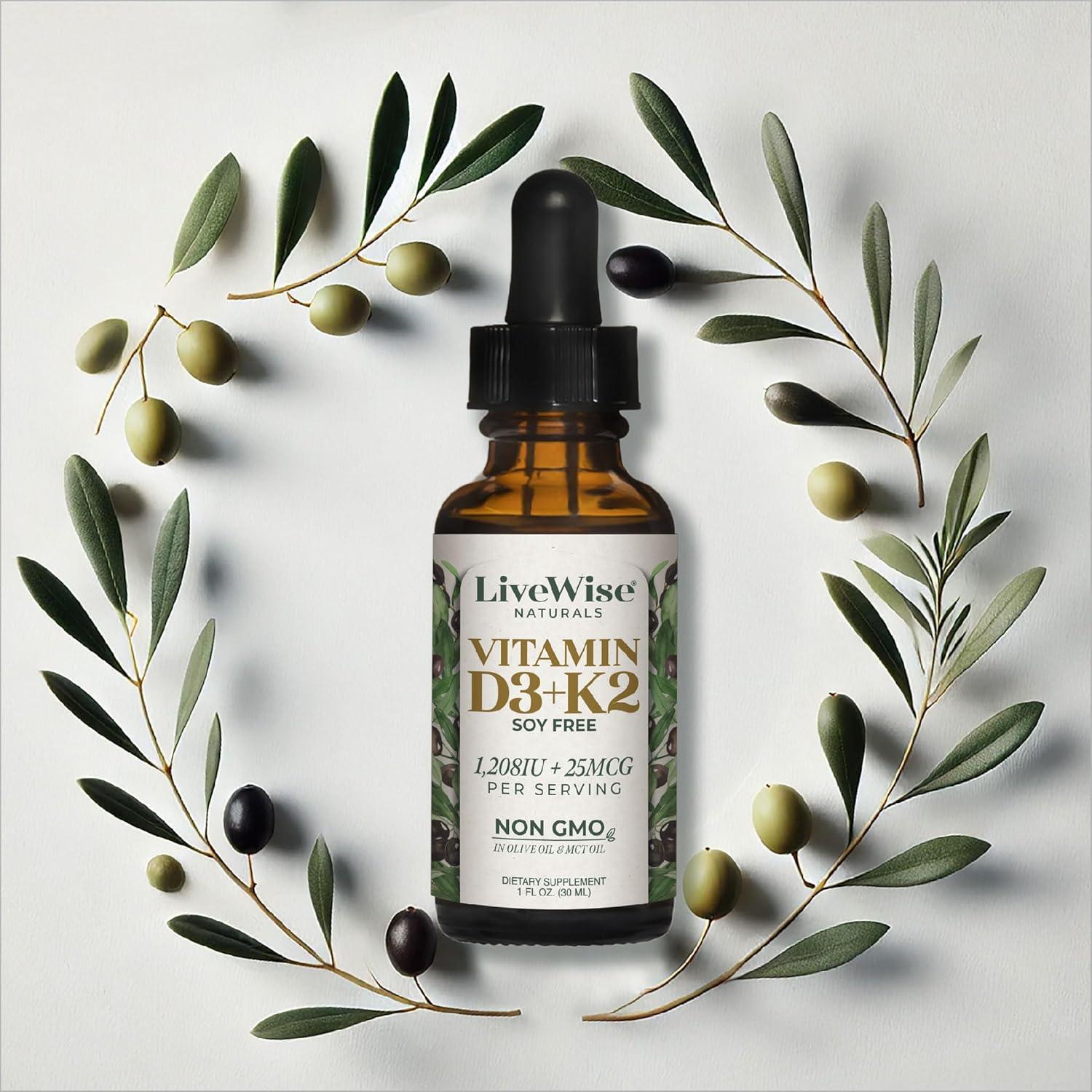 Gotas de Vitamina D3 y K2 Live Wise Naturals 1208 IU