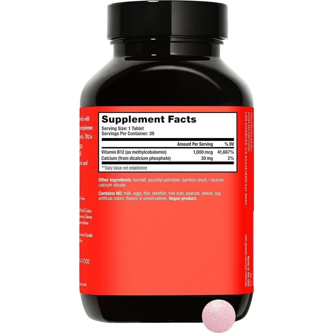 Suplemento Vitamina B12 HUM Nutrition 30 Tabletas Veganas