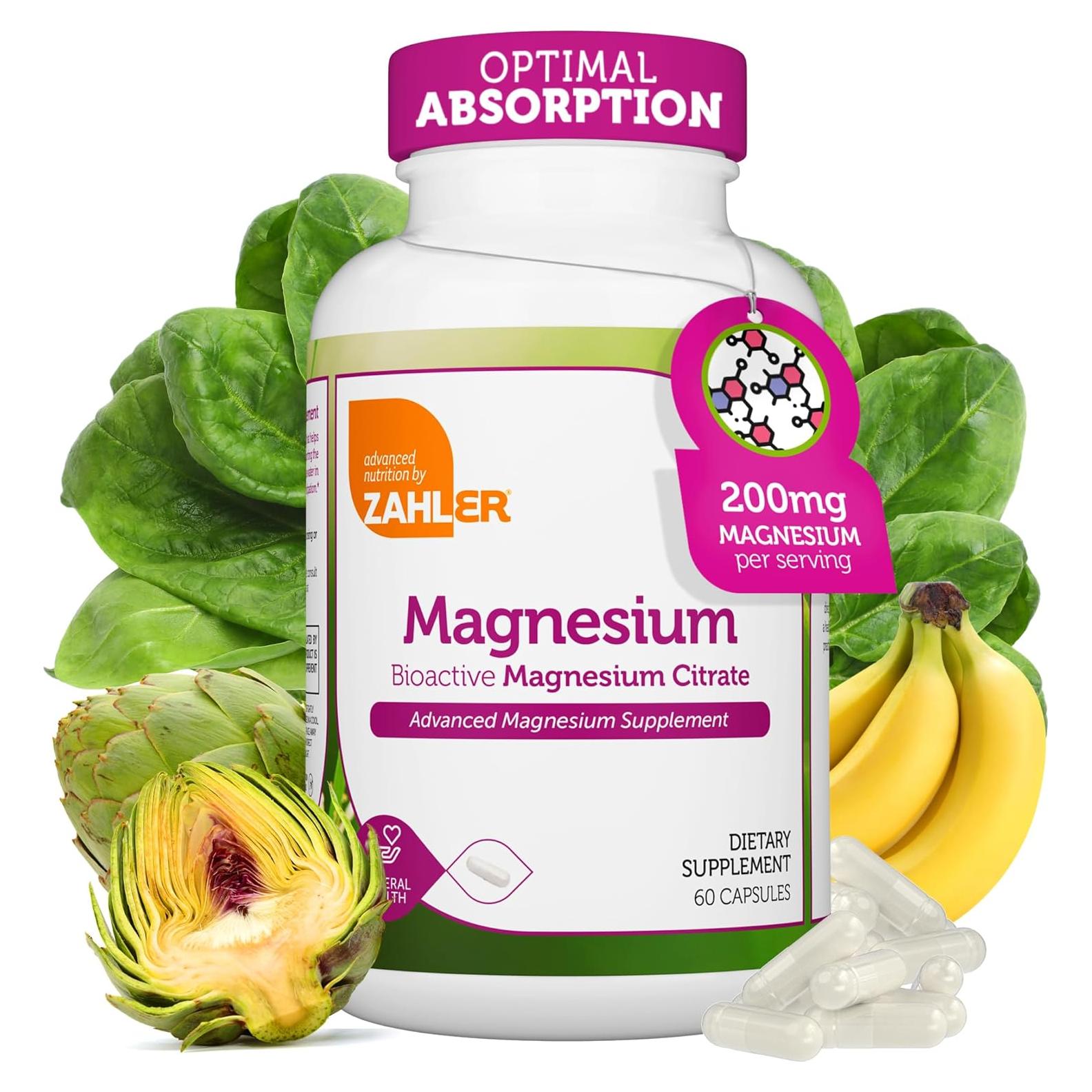 Cápsulas de Magnesio Citrato Zahler 200 mg - 60 Unidades