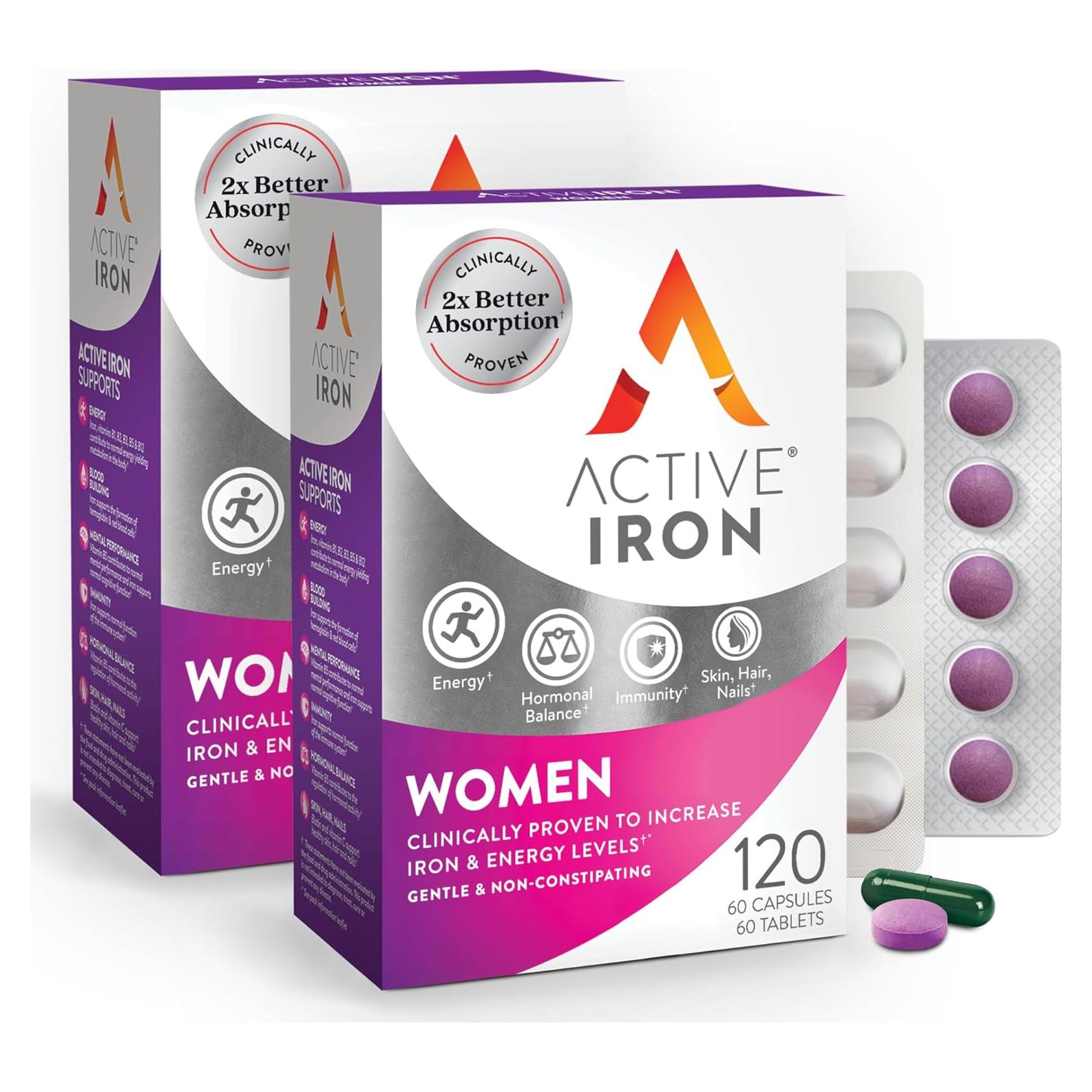 Suplemento de Hierro Activo 25mg + Multivitaminas Mujeres - 60 Cápsulas