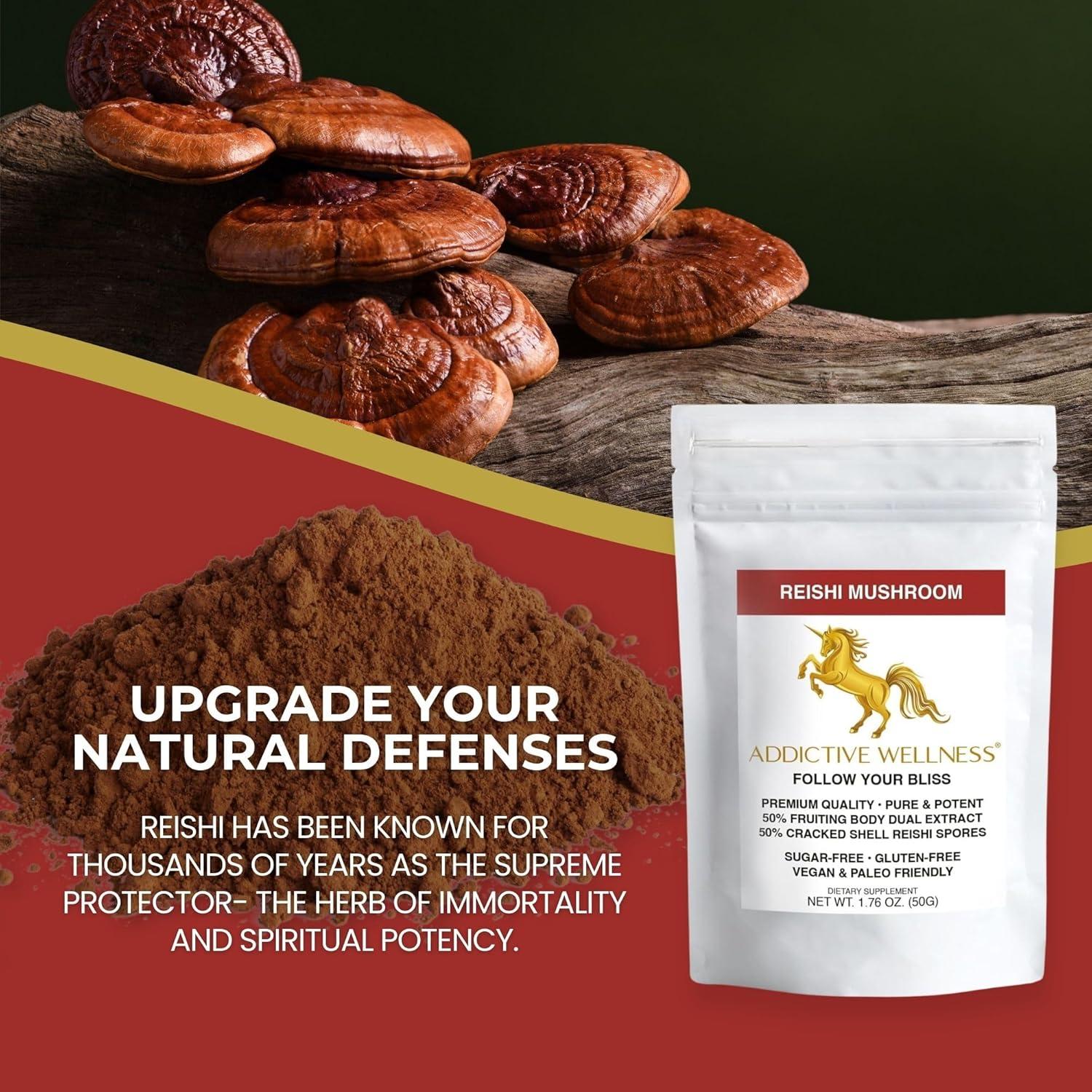 Polvo de Extracto de Hongo Reishi Addictive Wellness 50g