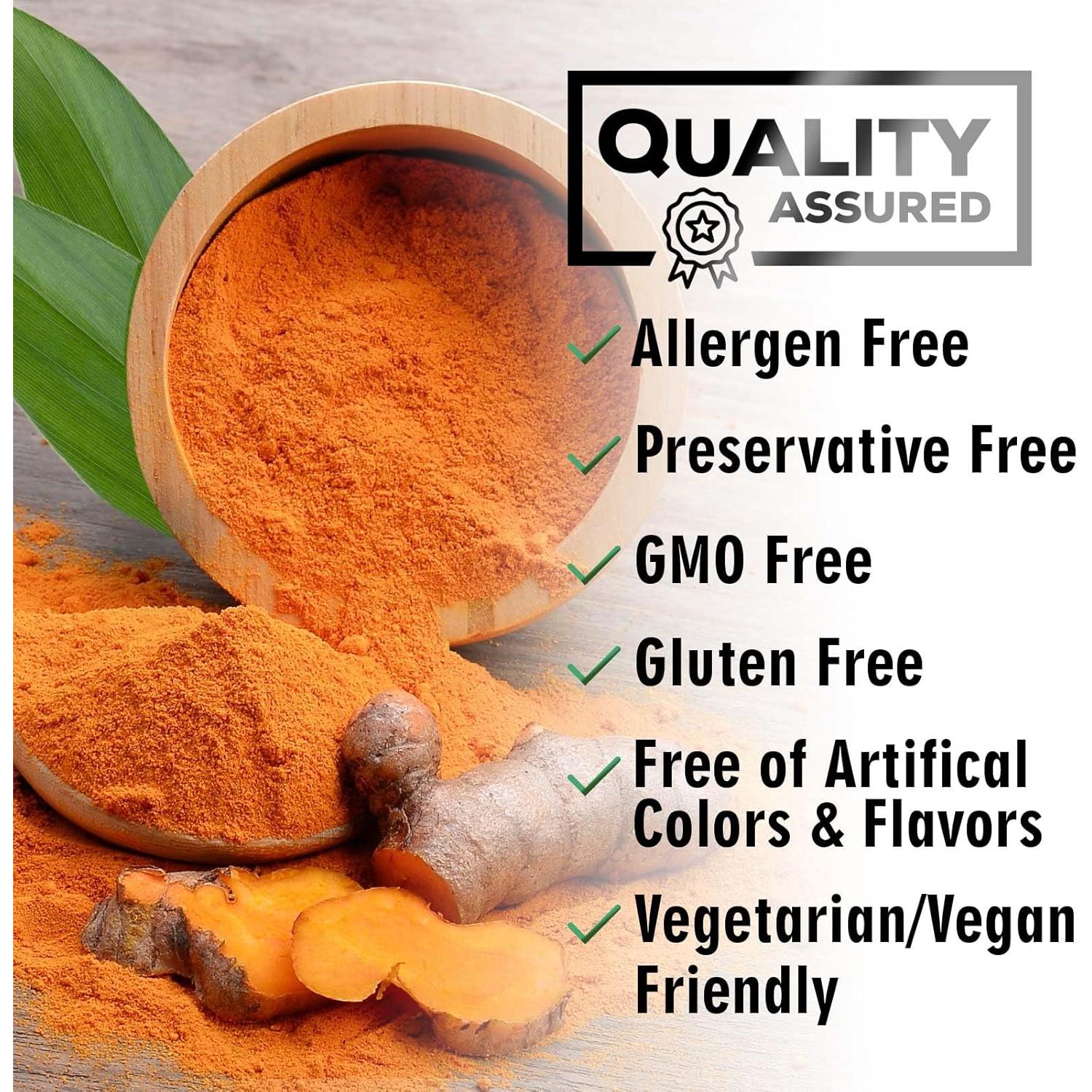 Suplemento de Cúrcuma y Curcumina 2600mg BioPerine 60 Cápsulas