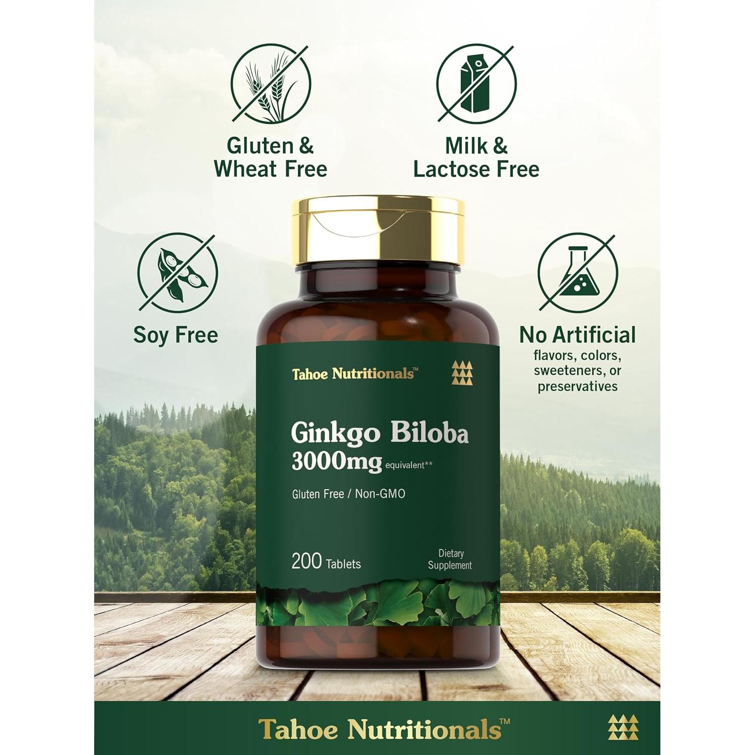 Carlyle Ginkgo Biloba 3000mg 200 Tabletas Vegetarianas Sin OGM