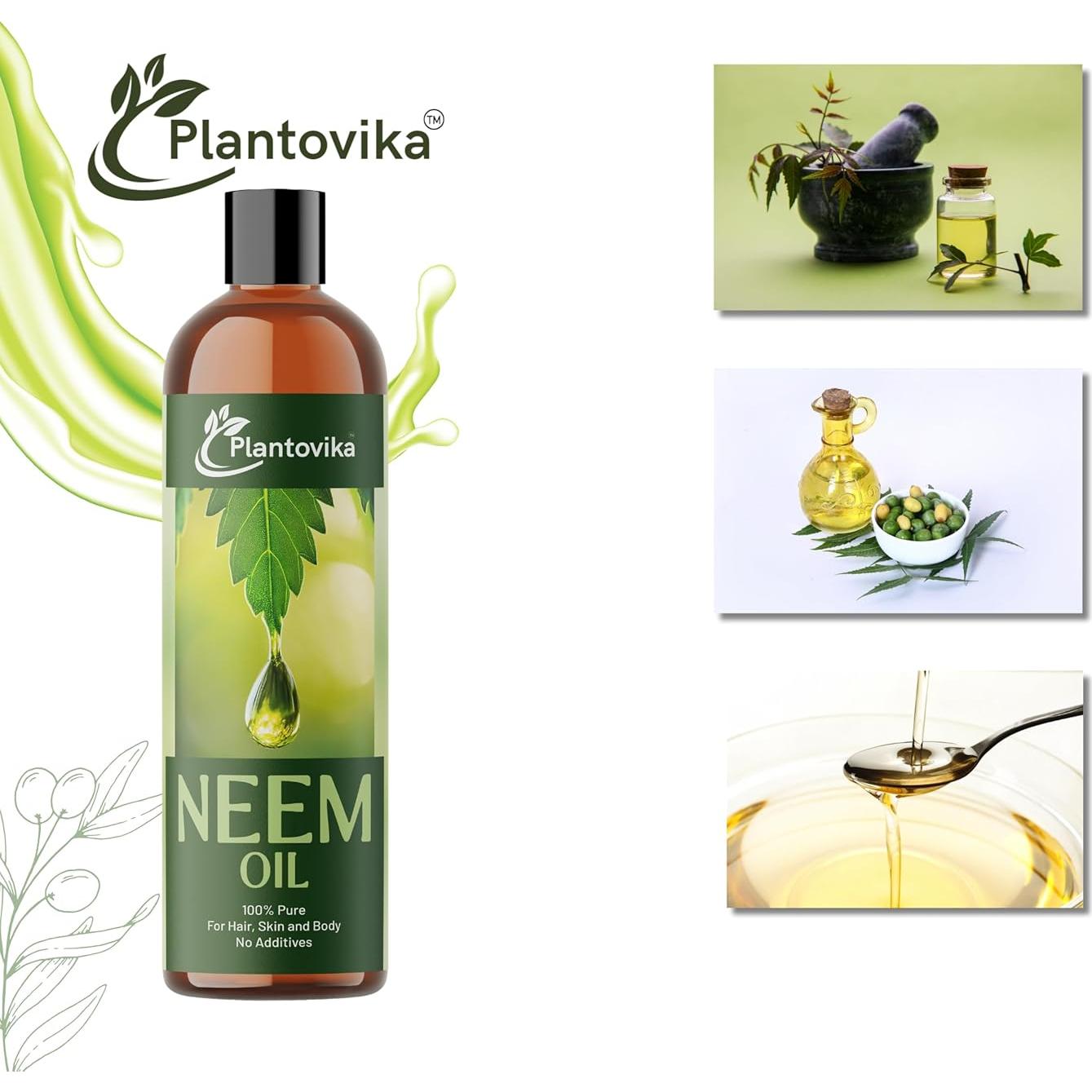 Aceite de Neem Puro Plantovika 473 ml Prensado en Frío Natural