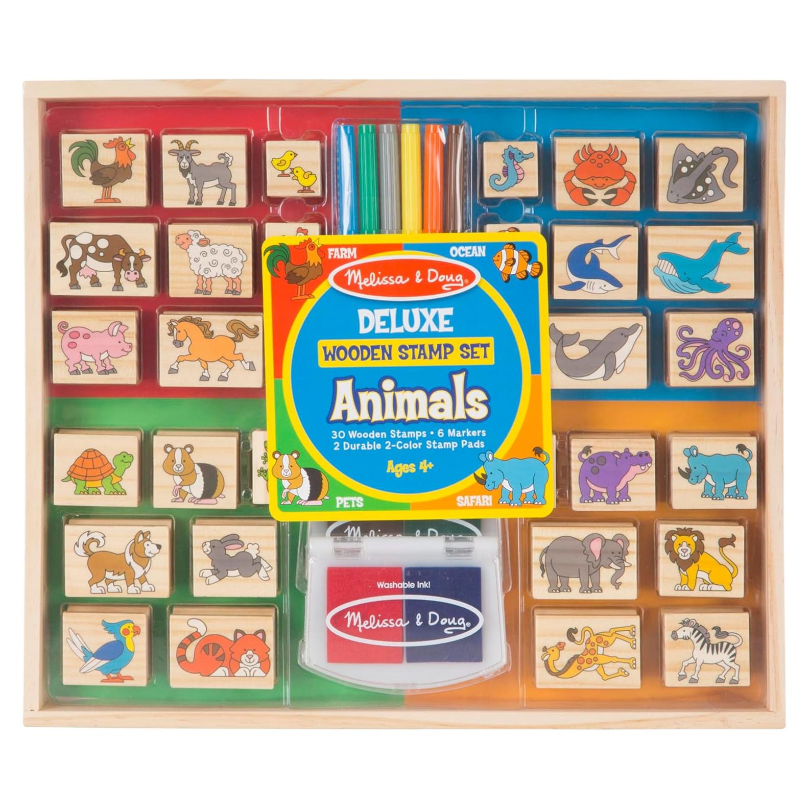 Juego de Sellos de Madera Deluxe Melissa & Doug - Animales