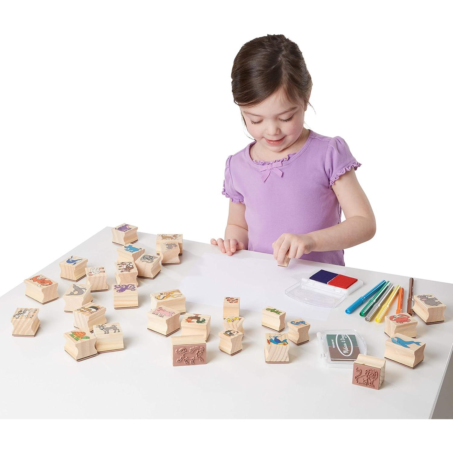 Juego de Sellos de Madera Deluxe Melissa & Doug - Animales