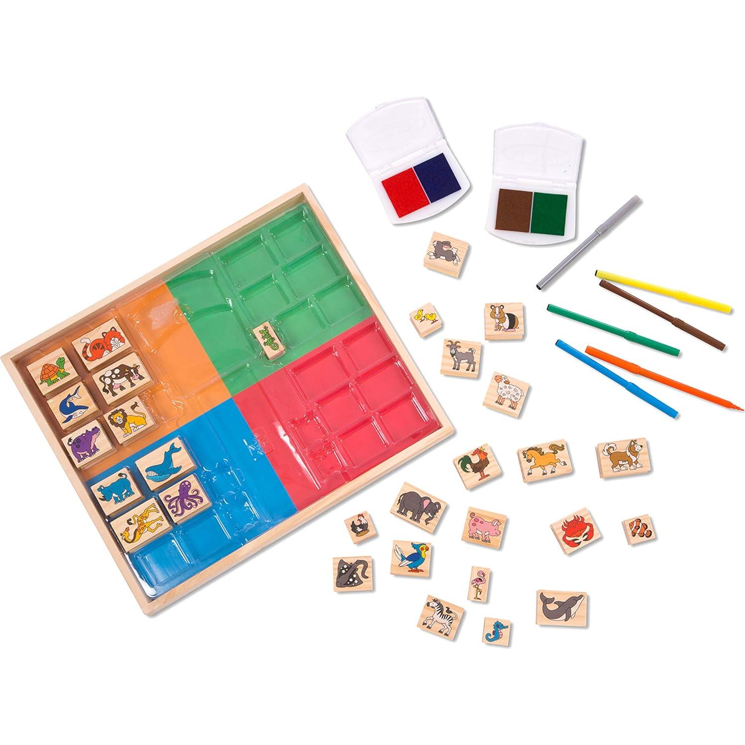 Juego de Sellos de Madera Deluxe Melissa & Doug - Animales