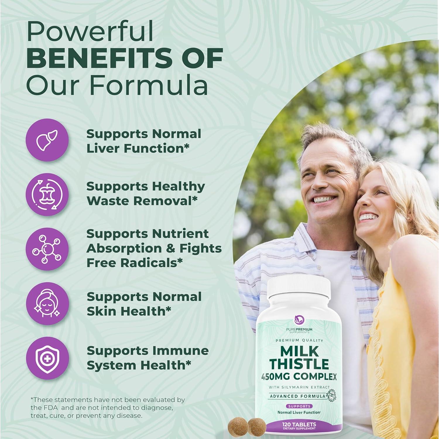 Suplemento Hepático Cardo Mariano PurePremium 450mg - 120 Tabletas