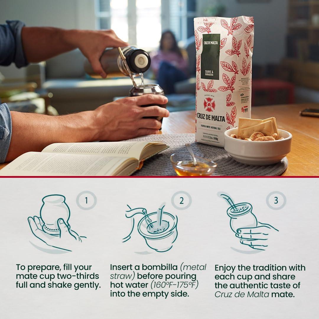 Yerba Mate Cruz de Malta 500g Hoja Suelta Sabor Suave Sin Gluten