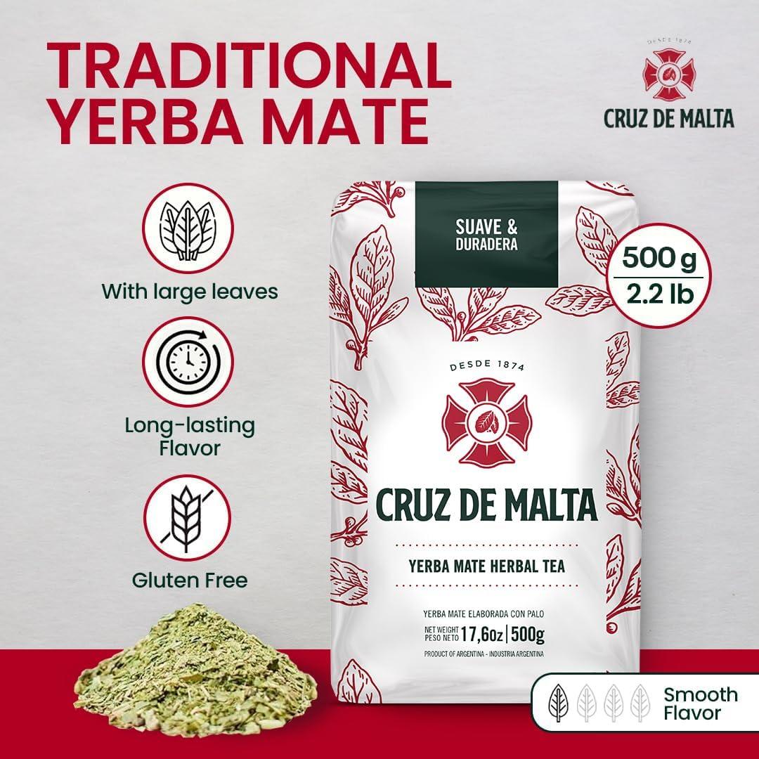 Yerba Mate Cruz de Malta 500g Hoja Suelta Sabor Suave Sin Gluten