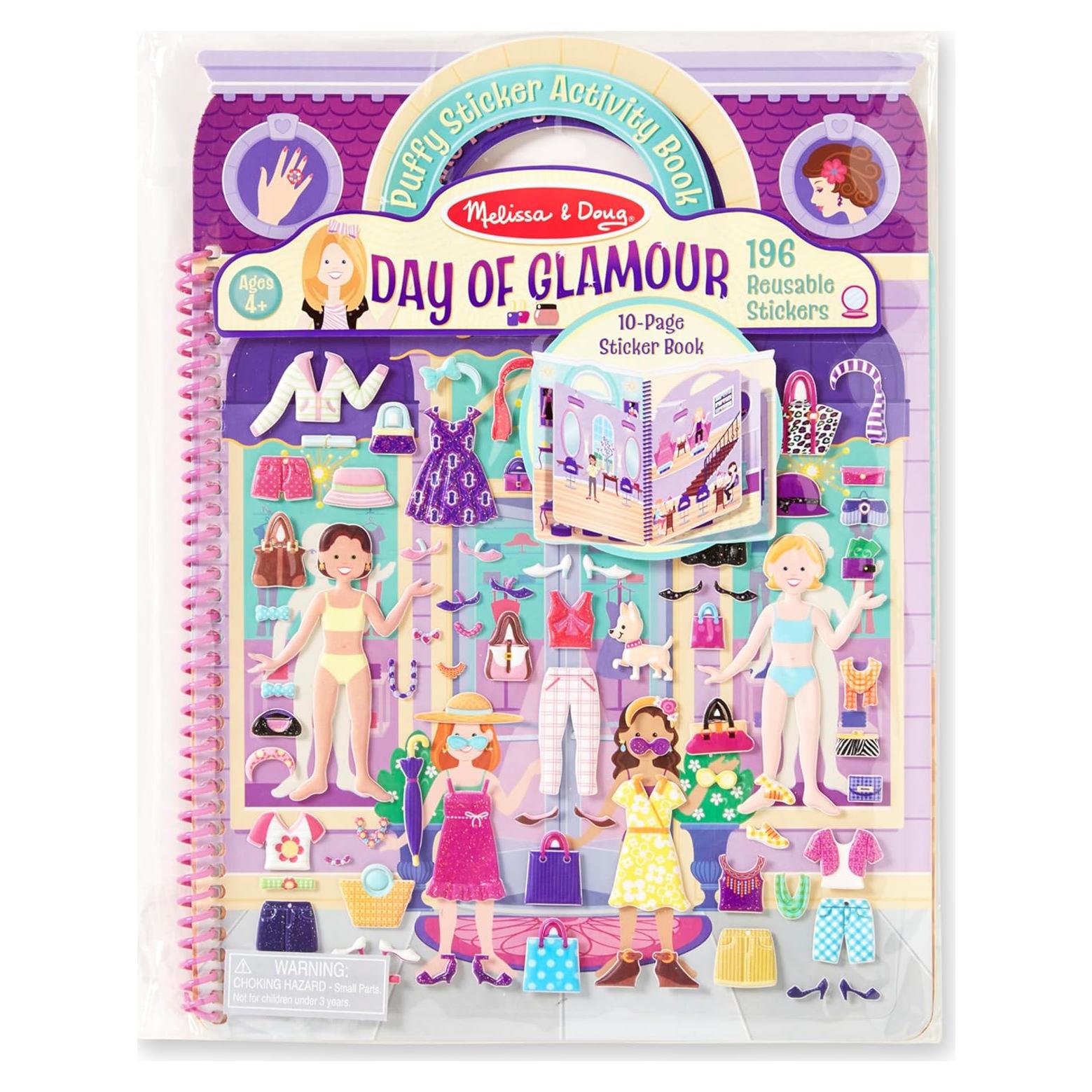 Libro de Stickers Puffy Melissa & Doug - Glamour 196 Stickers