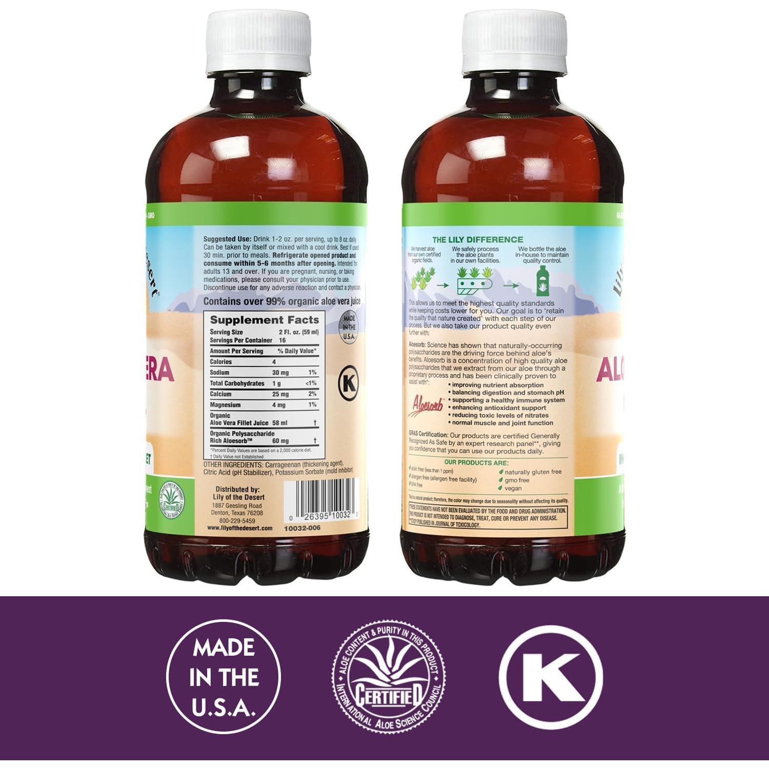 Jugo de Aloe Vera Orgánico Lily Of The Desert 946 ml x2 - Salud Digestiva