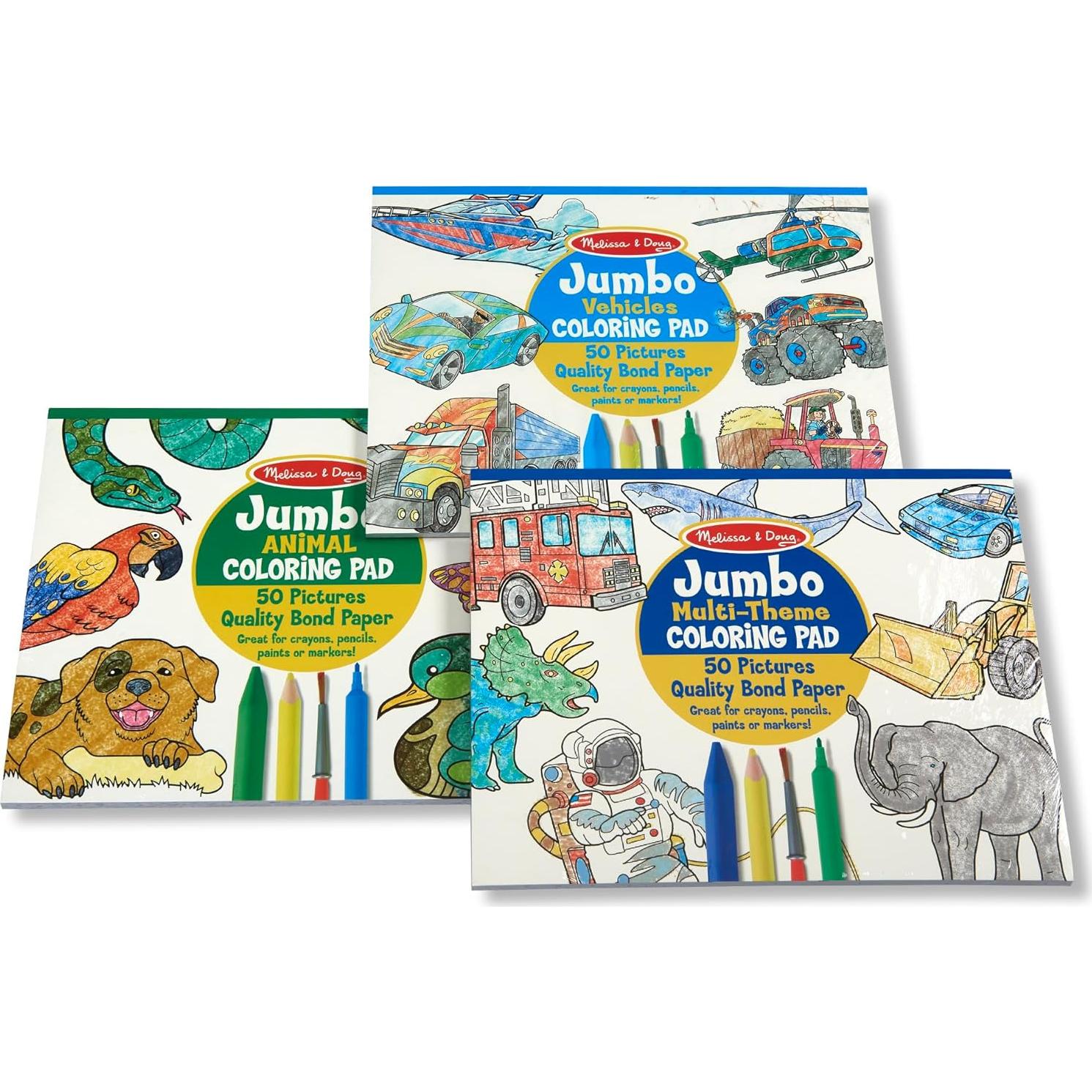 Cuadernos para Colorear Jumbo Melissa & Doug 3-Pack - Animales y Más
