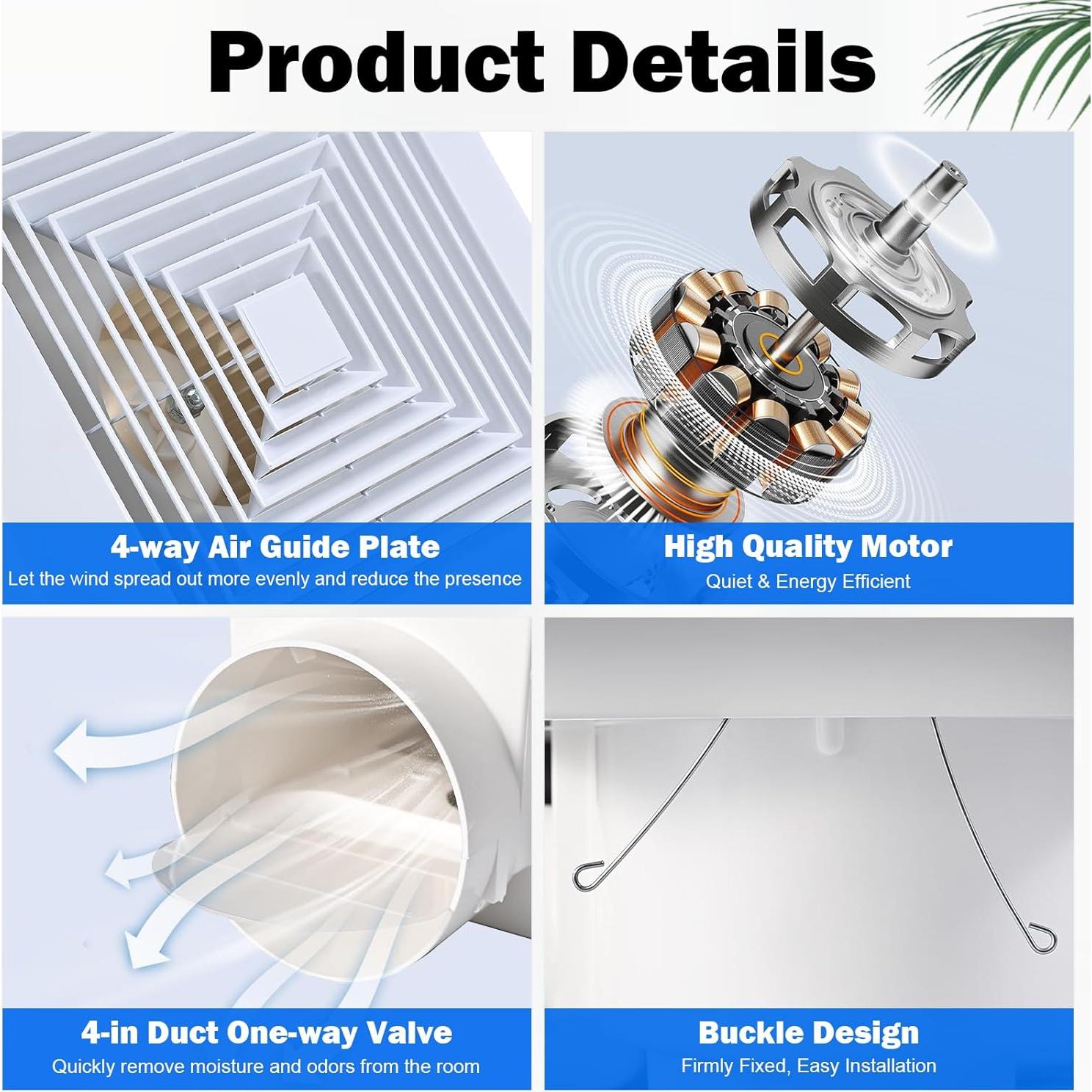 Ventilador de Baño FEITON 110 CFM Silencioso 30W 110V