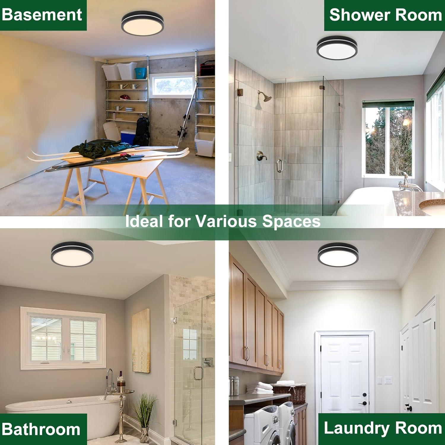 Ventilador de Baño Akicon con Luz LED 15W y 80 CFM Negro