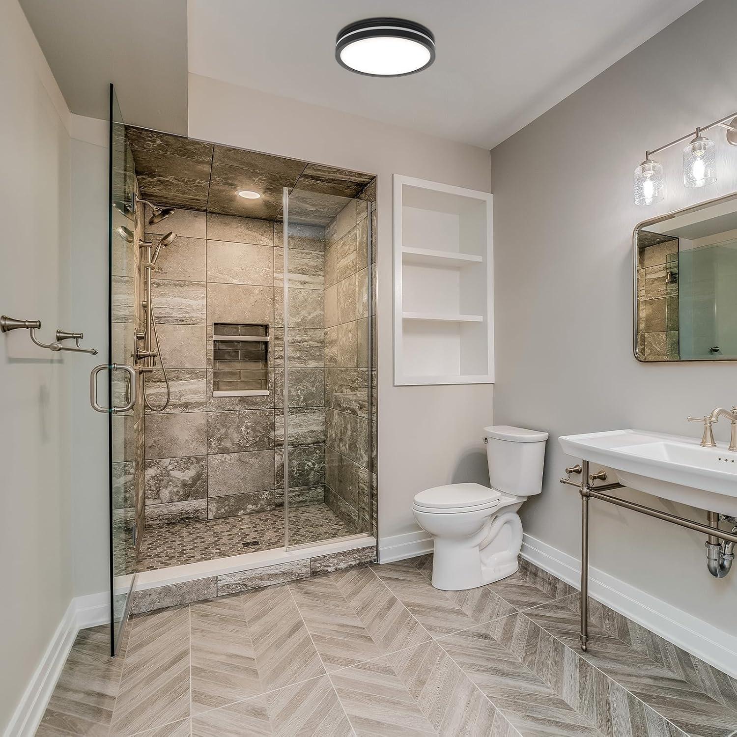 Ventilador de Baño Akicon con Luz LED 15W y 80 CFM Negro