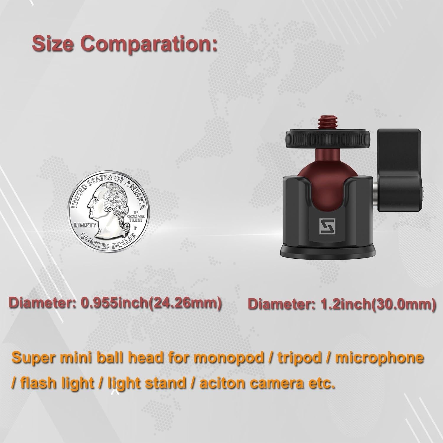 Cabezal de bola mini SIOTI ultra mini 18mm 360° rotación
