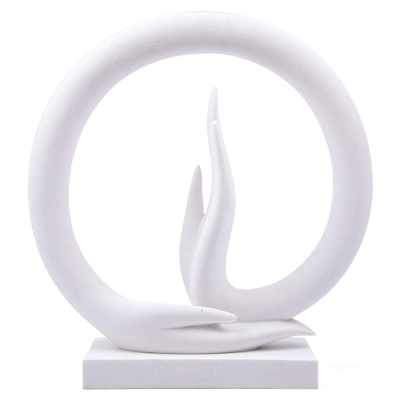 Estatua Mano de Buda Carefree Fish 29x33cm Arenisca Blanca