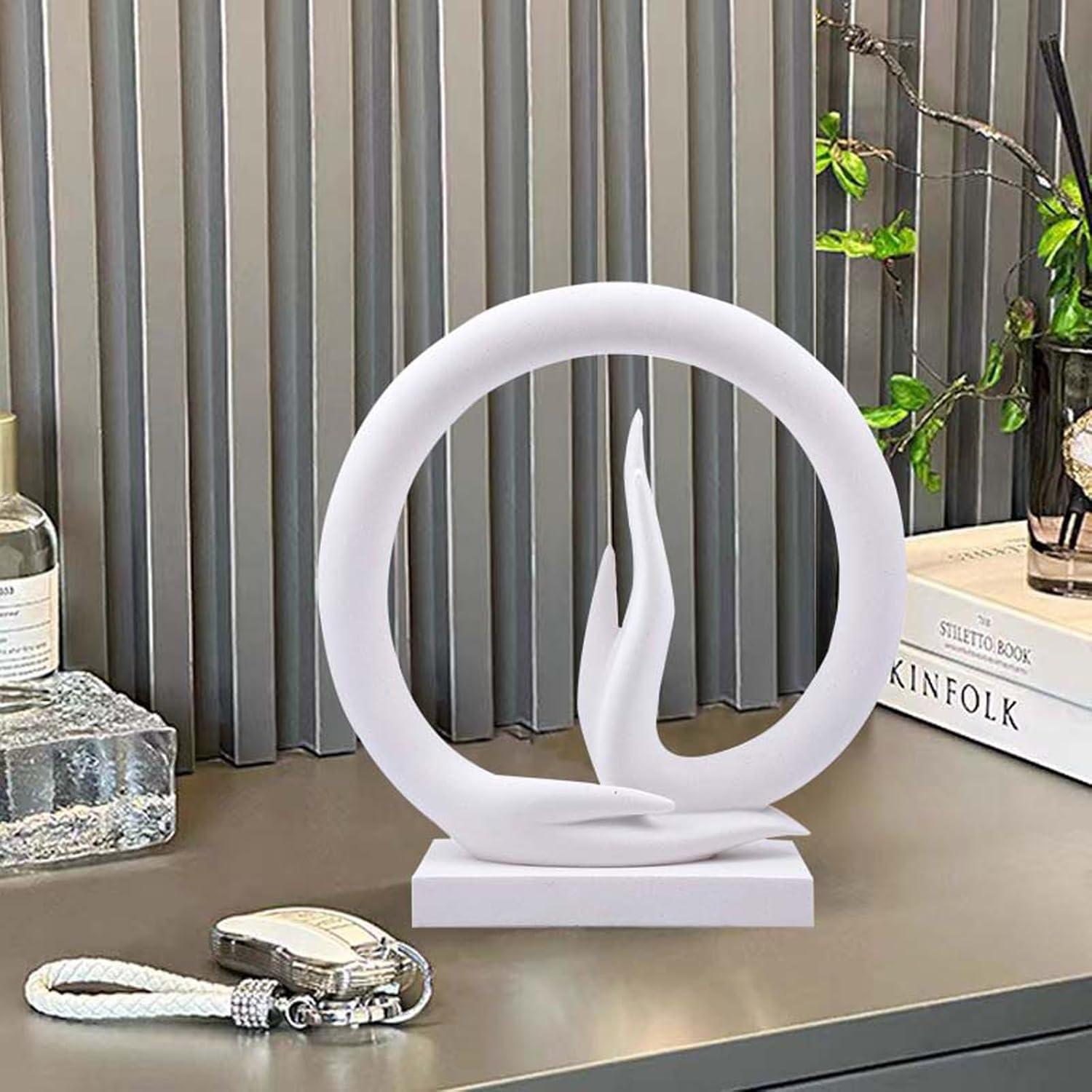 Estatua Mano de Buda Carefree Fish 29x33cm Arenisca Blanca