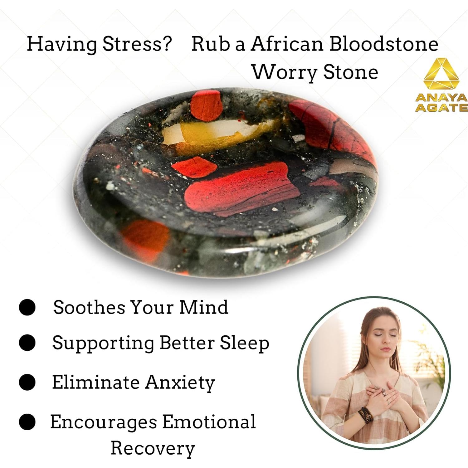 Piedra de Preocupación de Sangre Africana Anaya Agate - 3.5cm