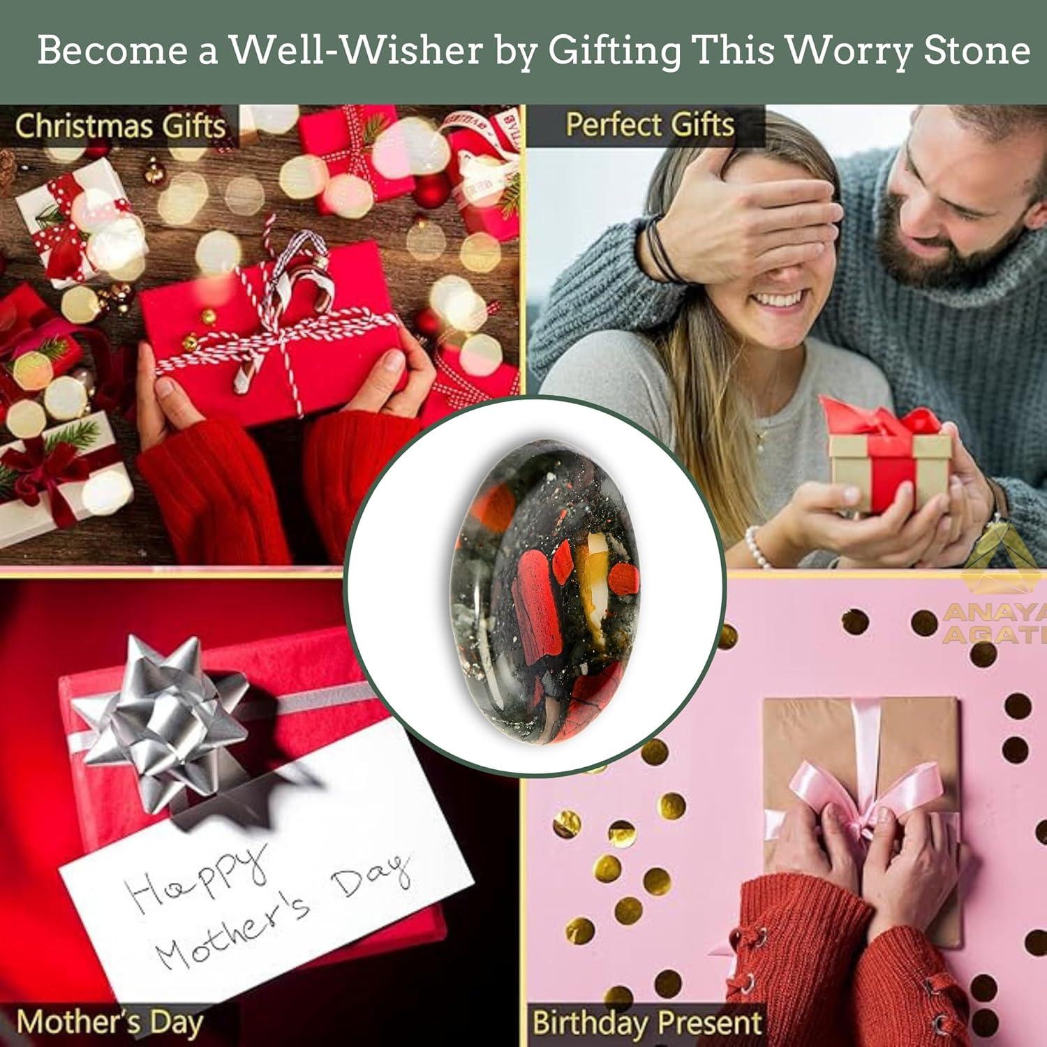 Piedra de Preocupación de Sangre Africana Anaya Agate - 3.5cm