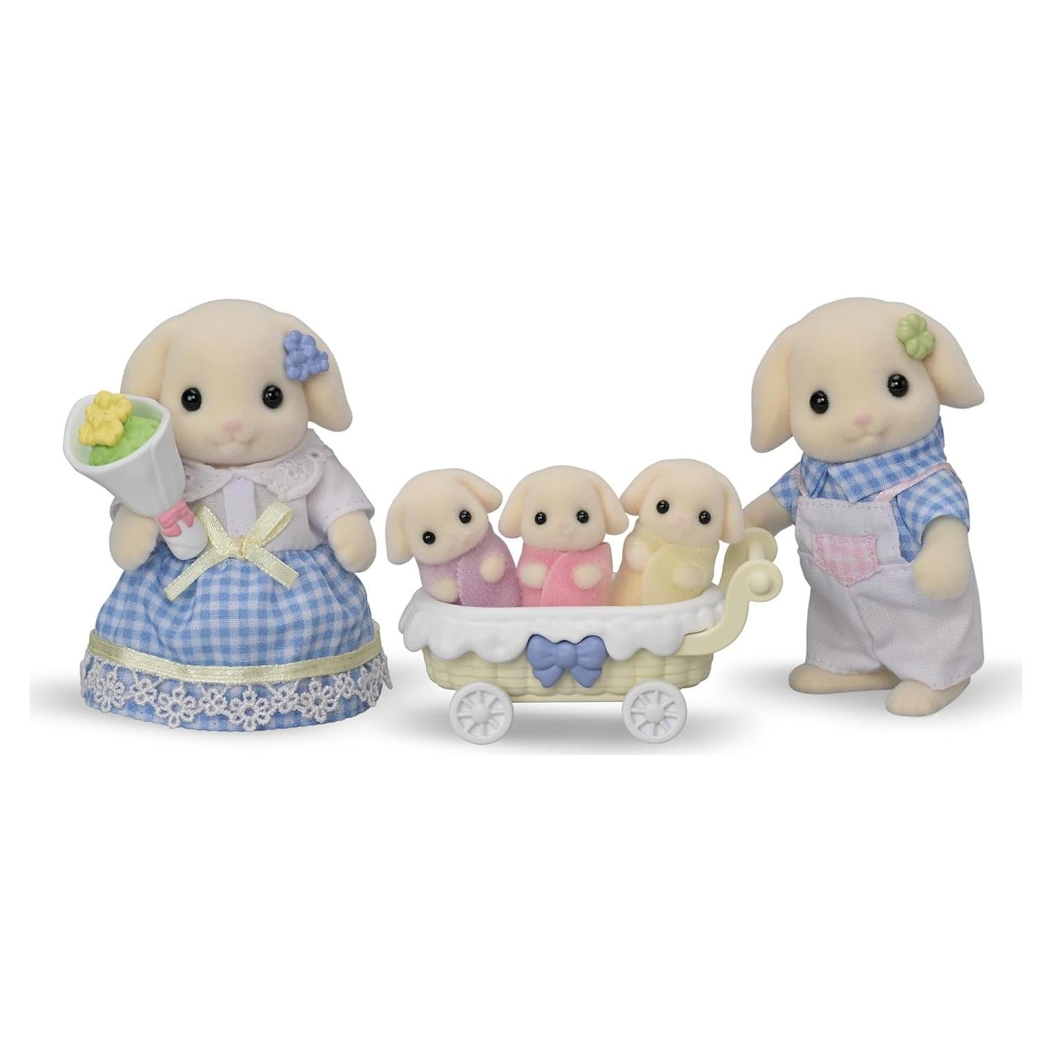 Flora Rabbit Family - Set of 5 Collectible Doll Figures for Children Ages 3+